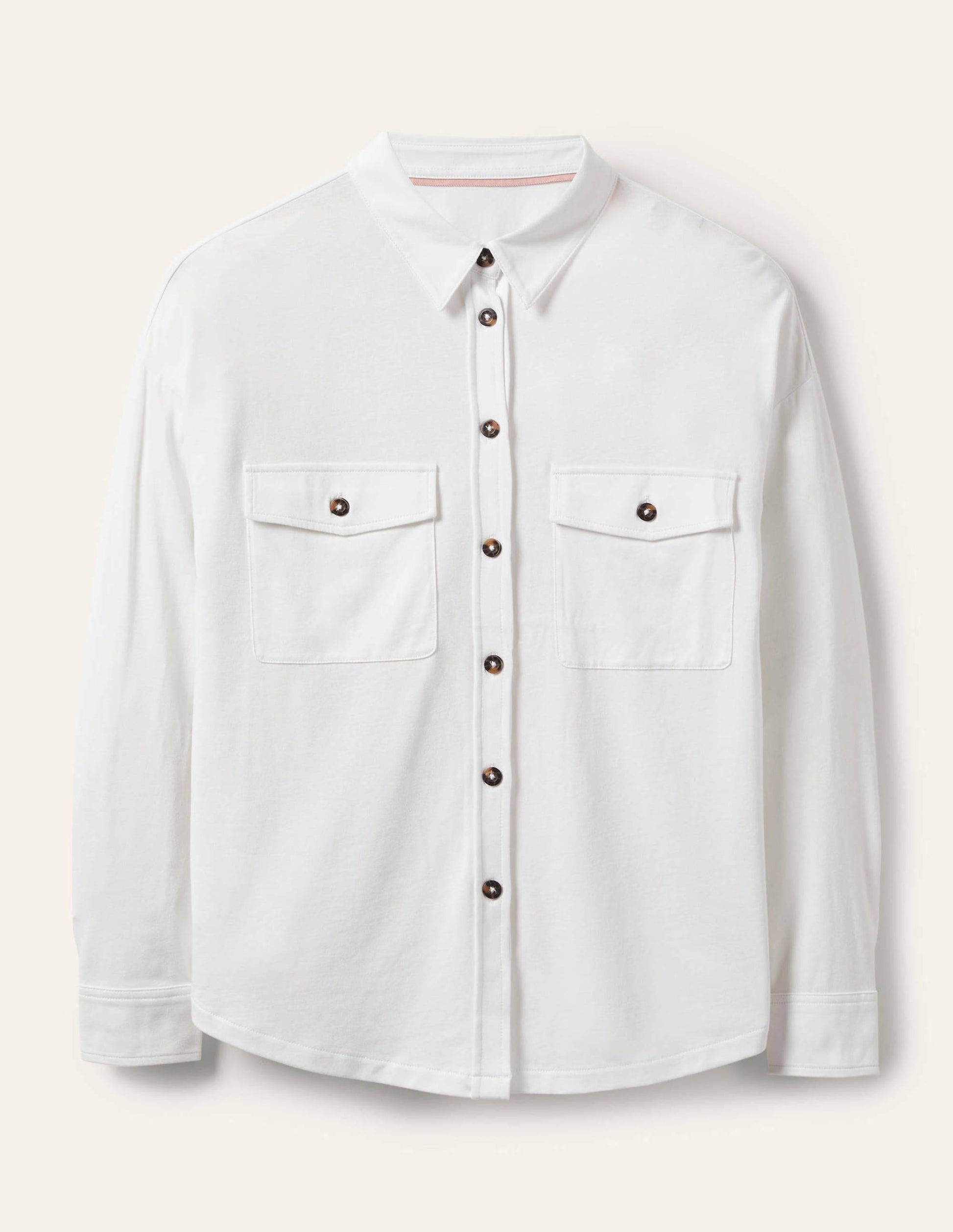 Chemise décontractée en jersey-Blanc-5