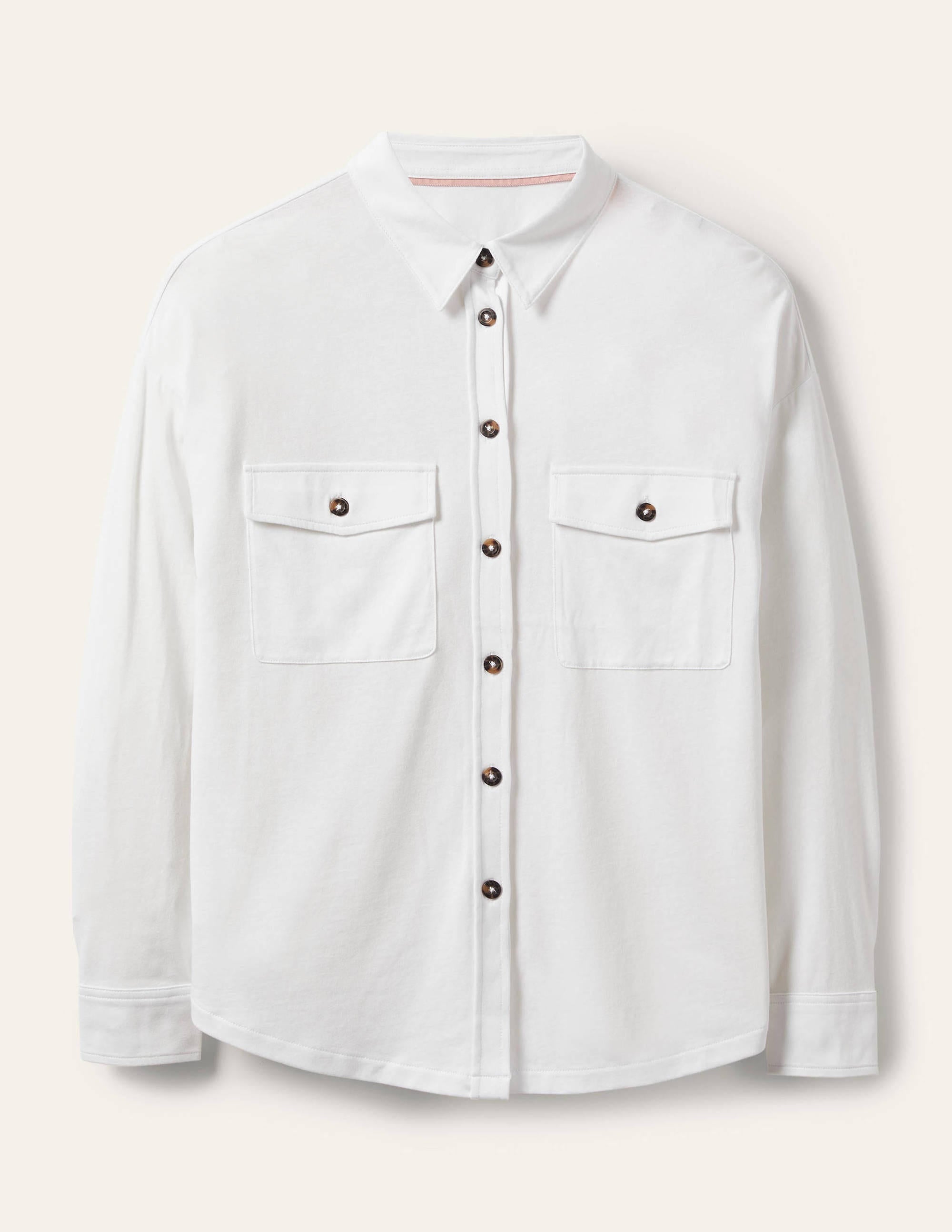 Chemise décontractée en jersey-Blanc - Image 5