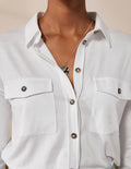 Chemise décontractée en jersey-Blanc