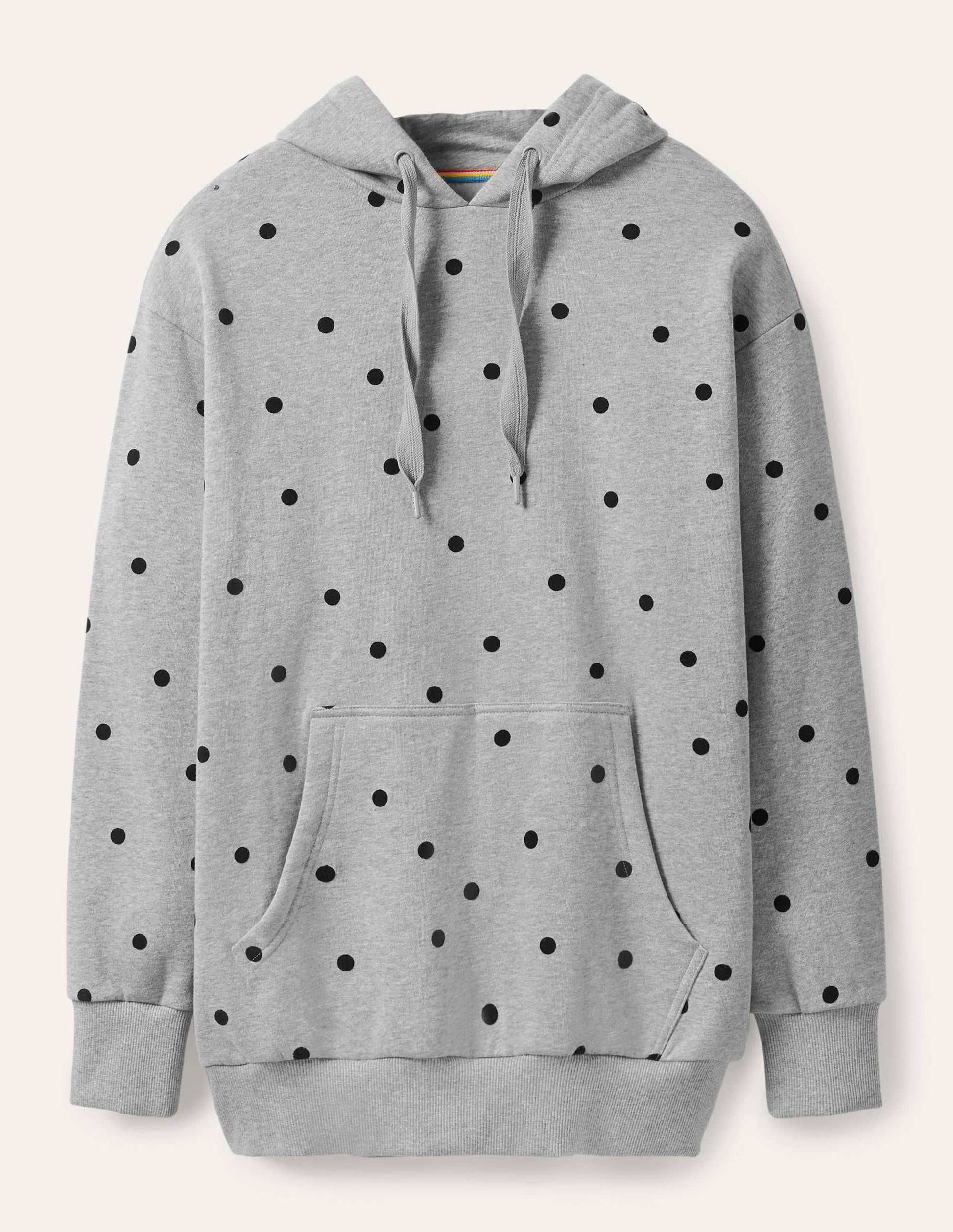 Sweat à capuche oversize-Gris chiné/pois floqués-5