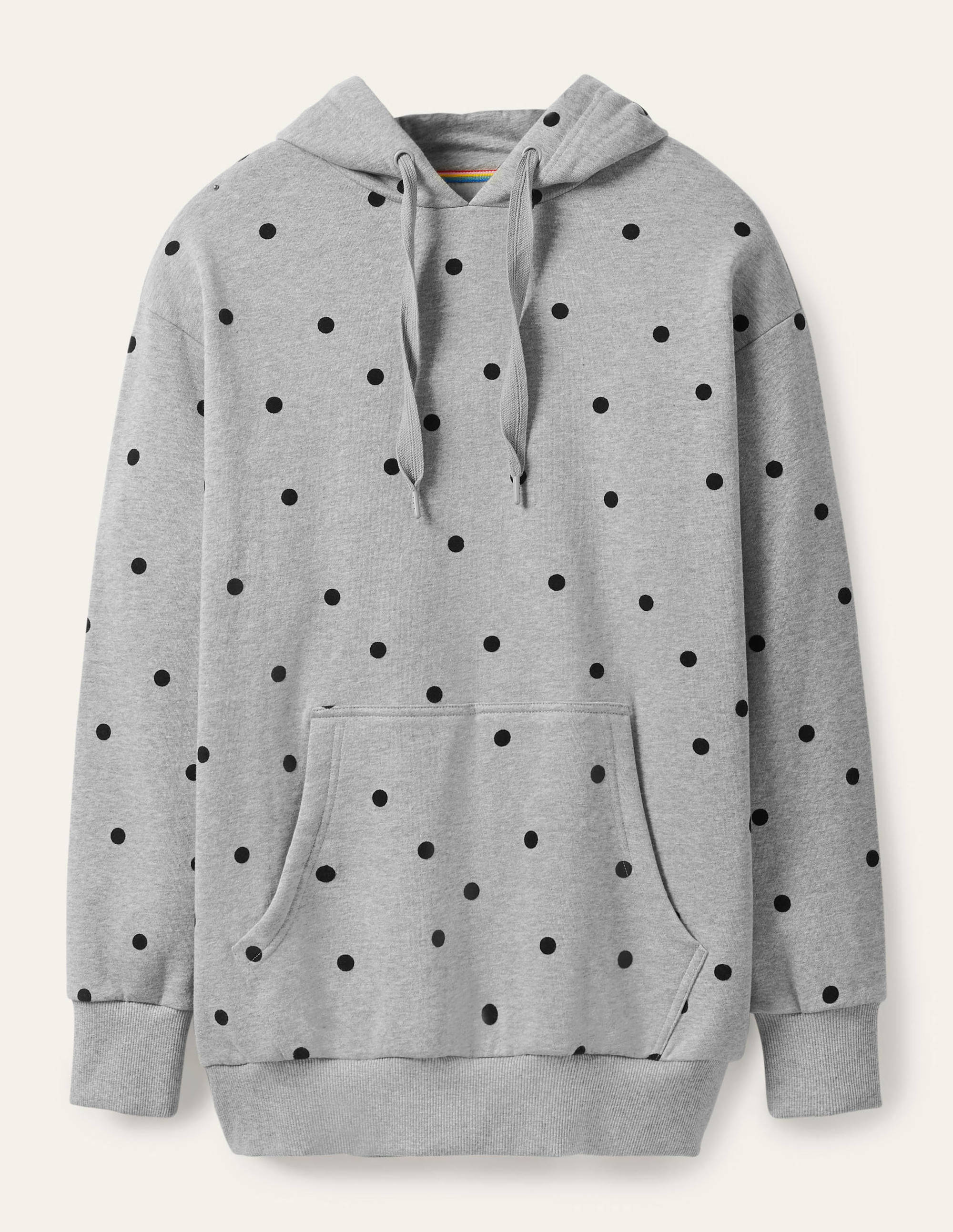 Sweat à capuche oversize-Gris chiné/pois floqués - Image 5
