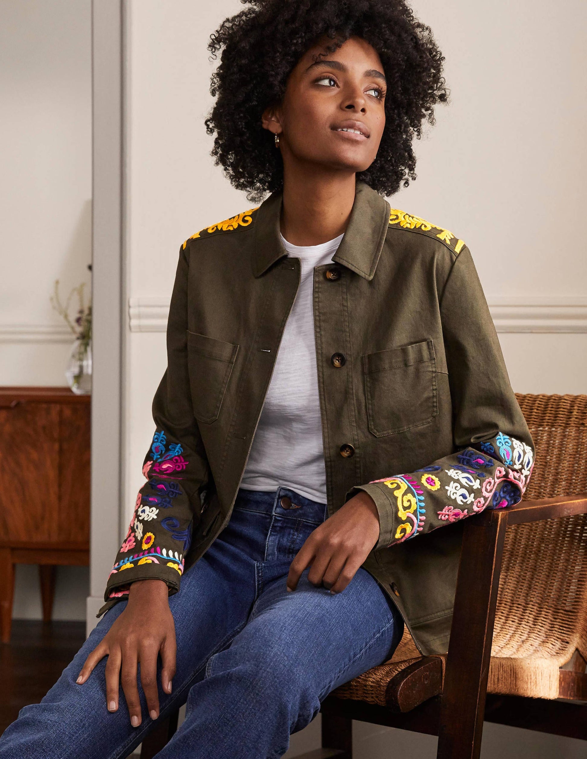 Veste utilitaire brodée-Kaki-7