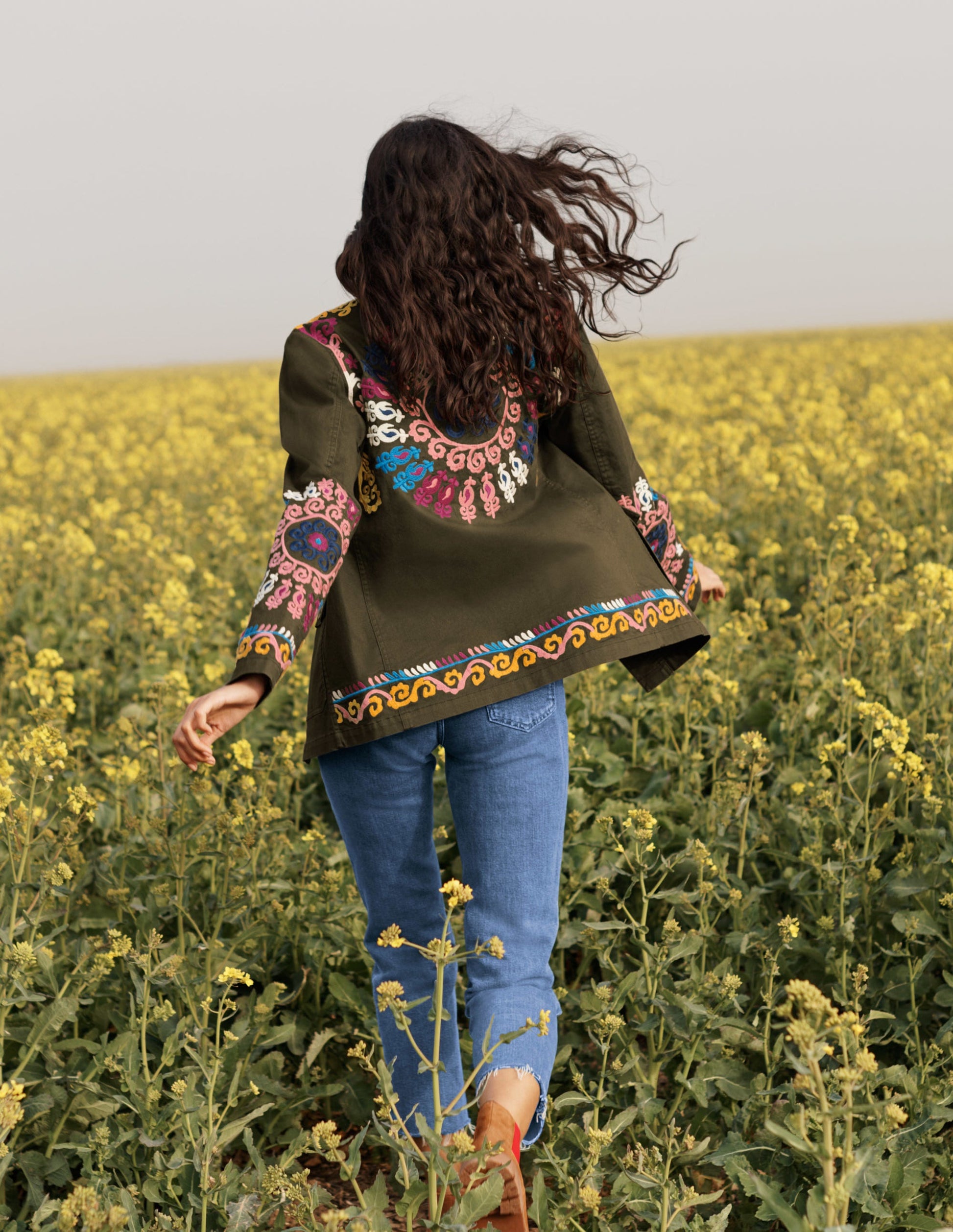 Veste utilitaire brodée-Kaki-5