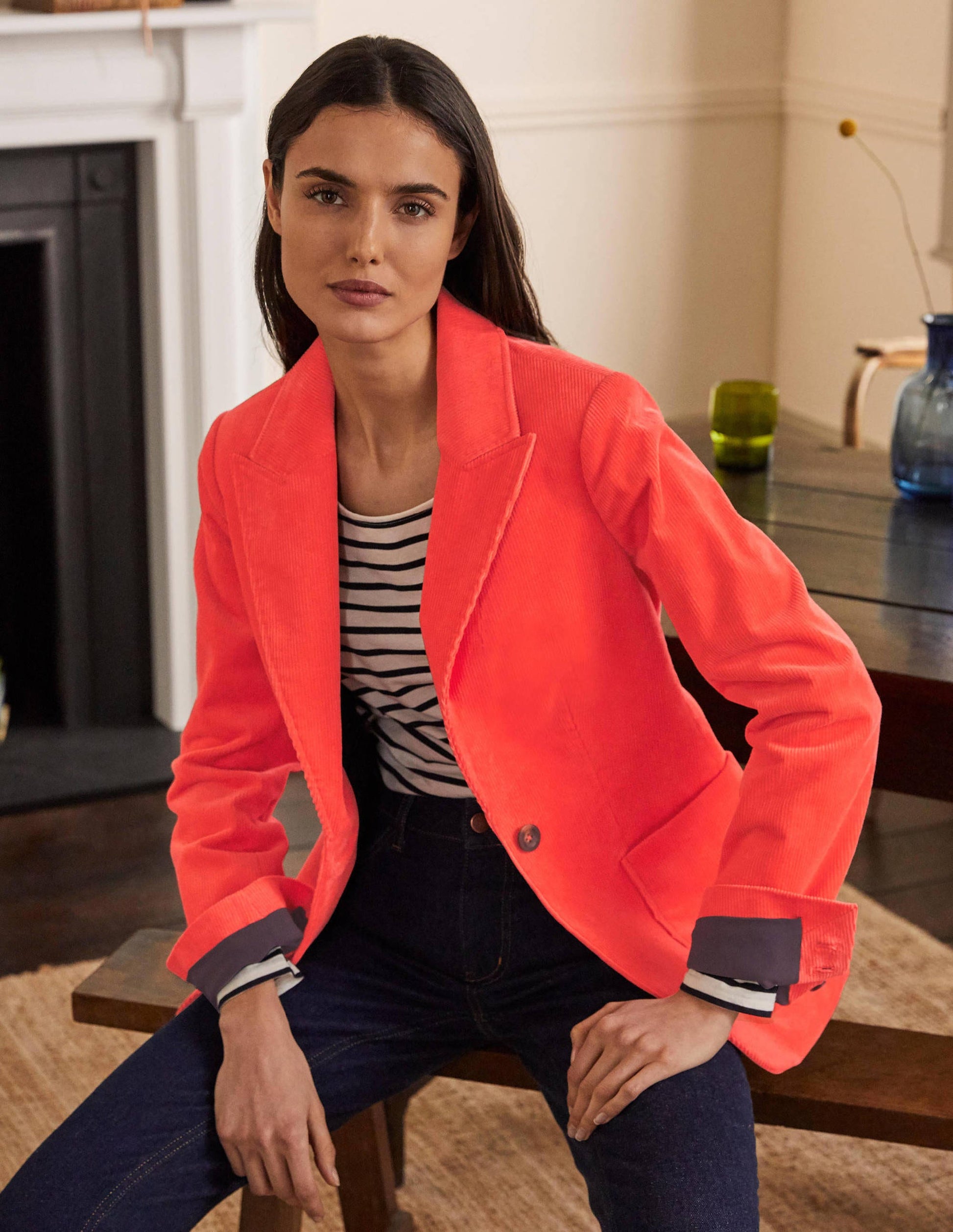 Blazer Victoria en velours côtelé-Corail écrasé-4