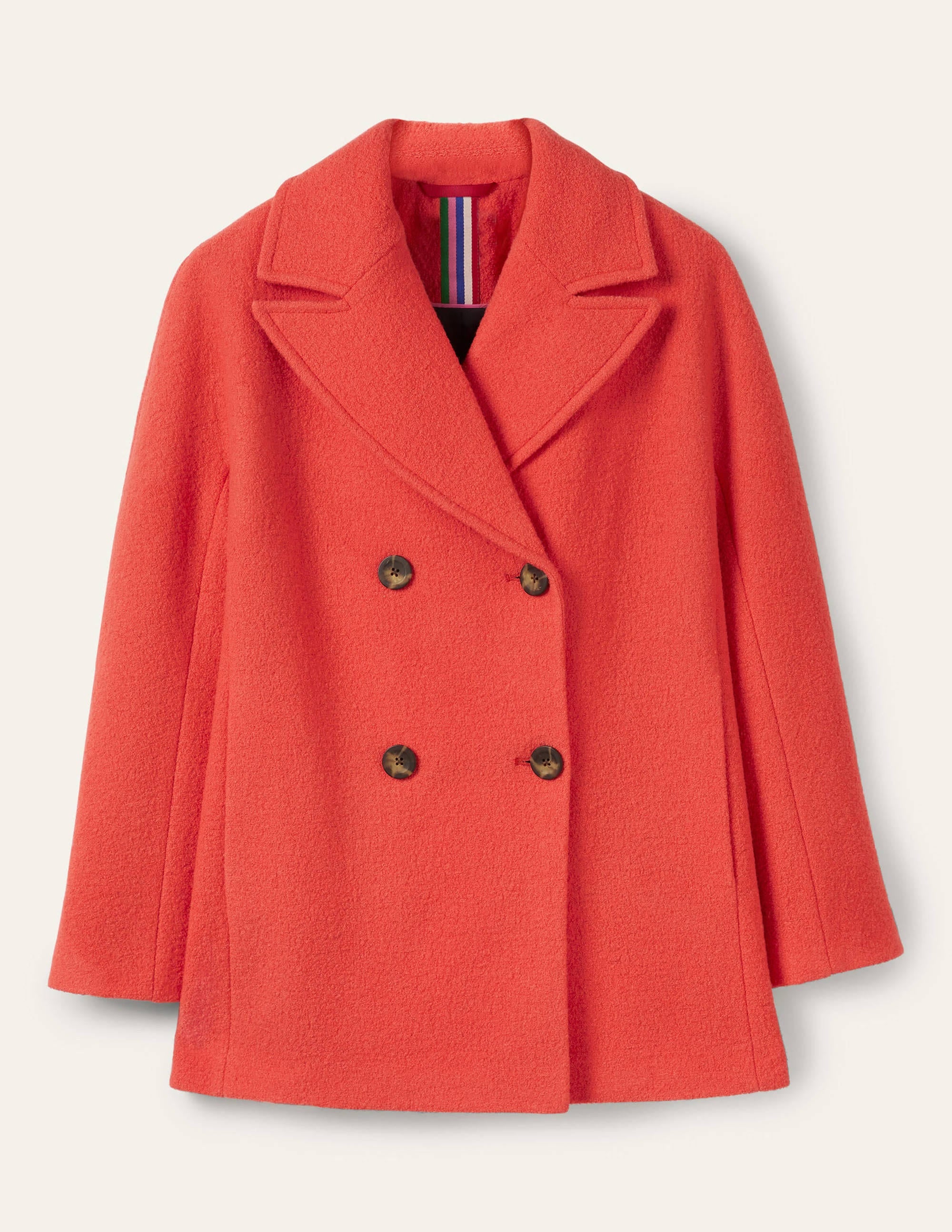 Caban en laine texturée-Rouge cerise - Image 7