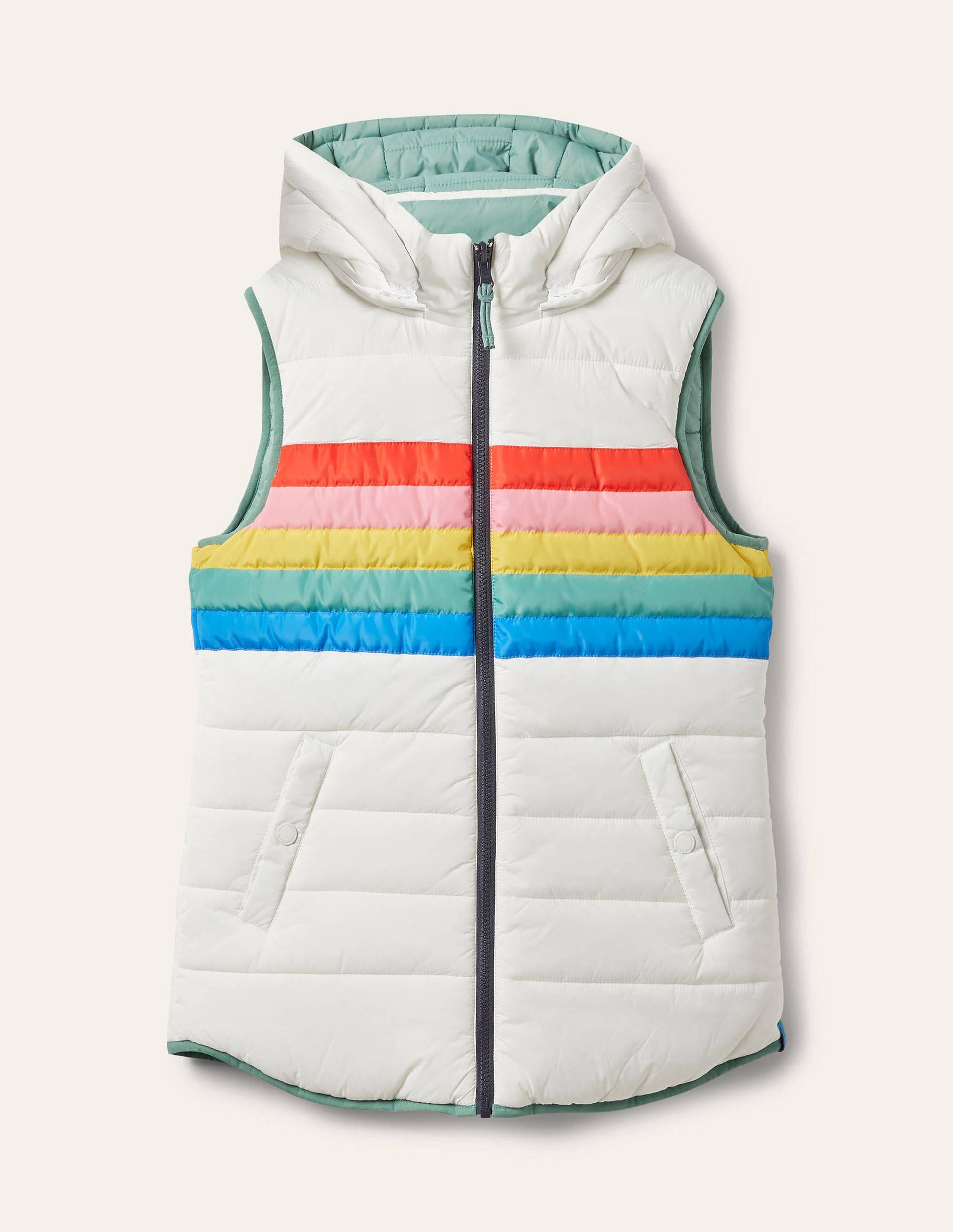 Blouson sans manches léger et réversible-Rayé ivoire-5