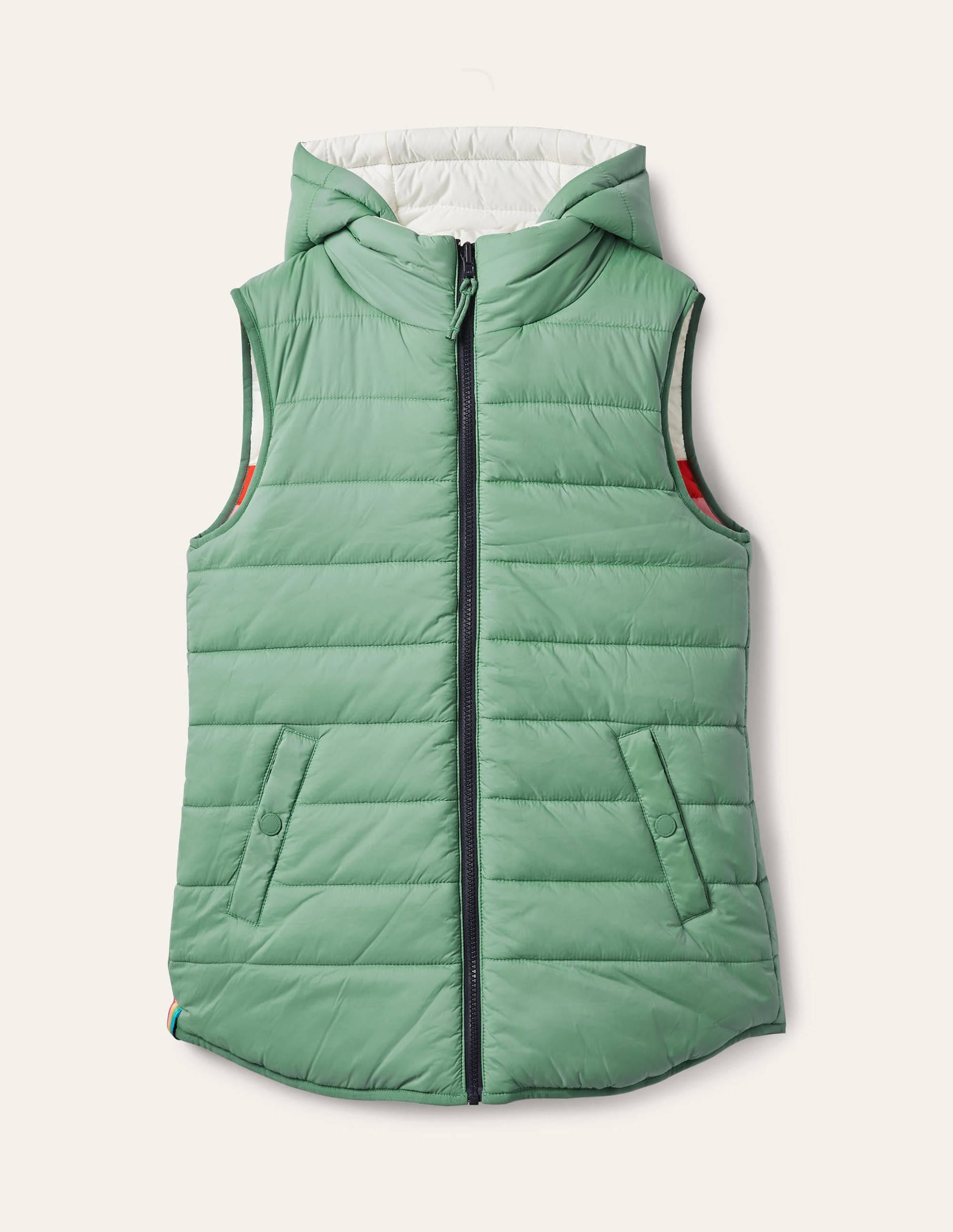 Blouson sans manches léger et réversible-Rayé ivoire - Image 7