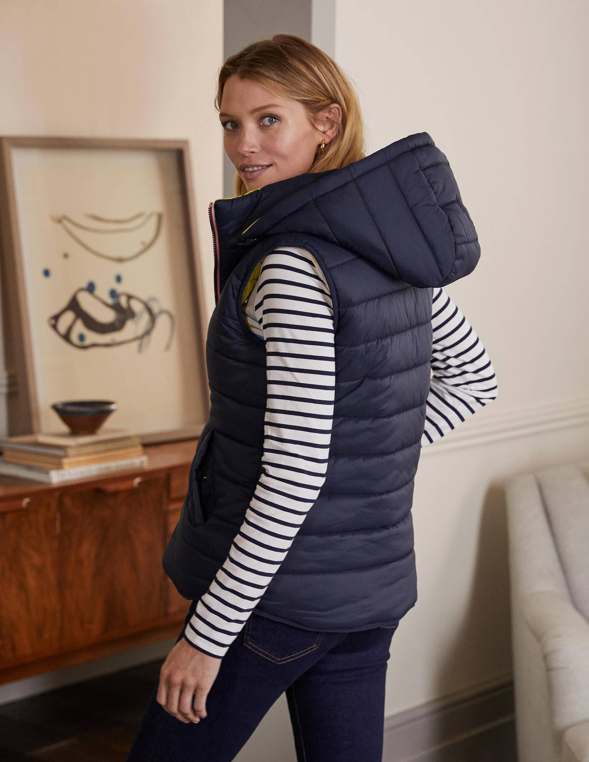 Leichte Wendeweste-Navy/Mimosengelb - Image 3