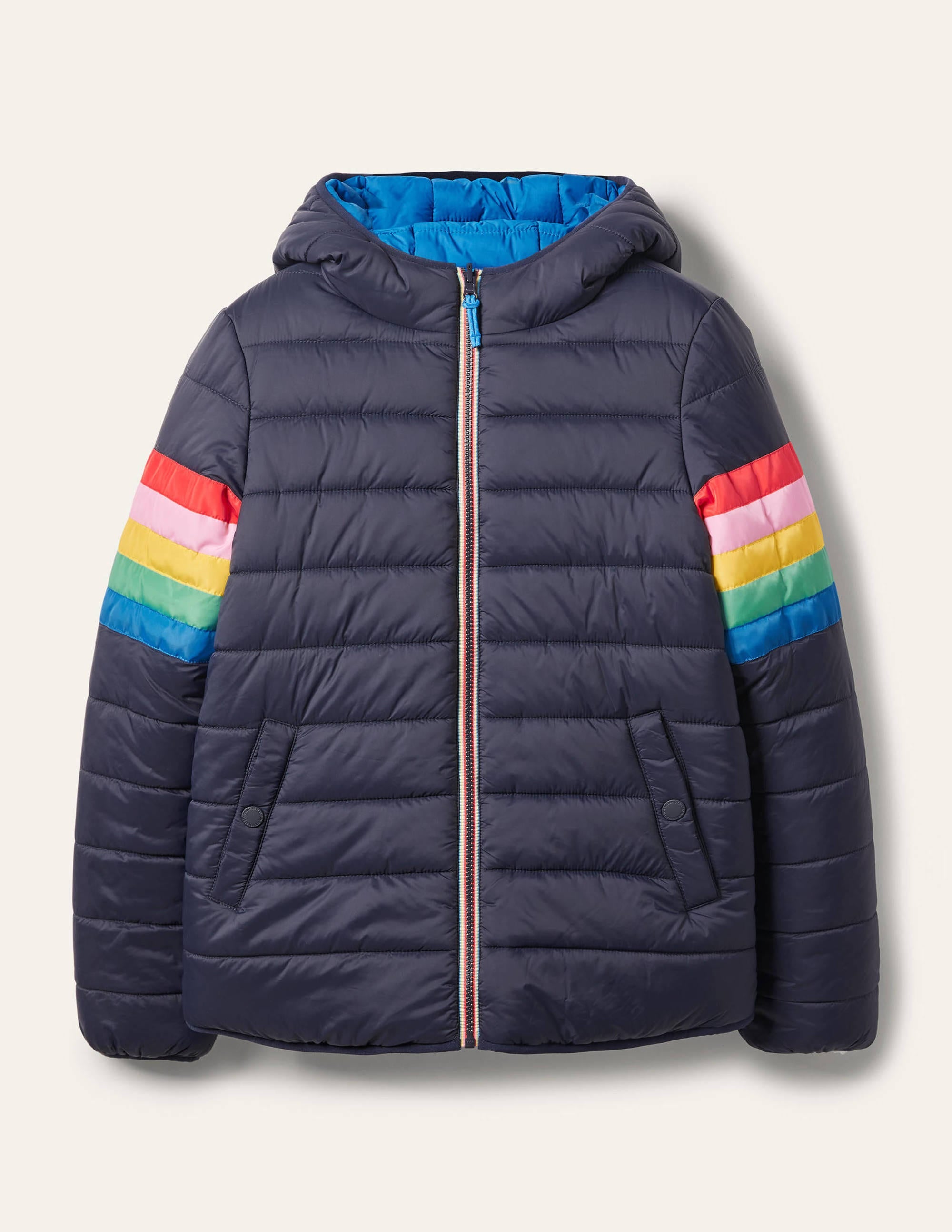 Wendbare Steppjacke-Navy/Marokkoblau, Gestreift - Image 5