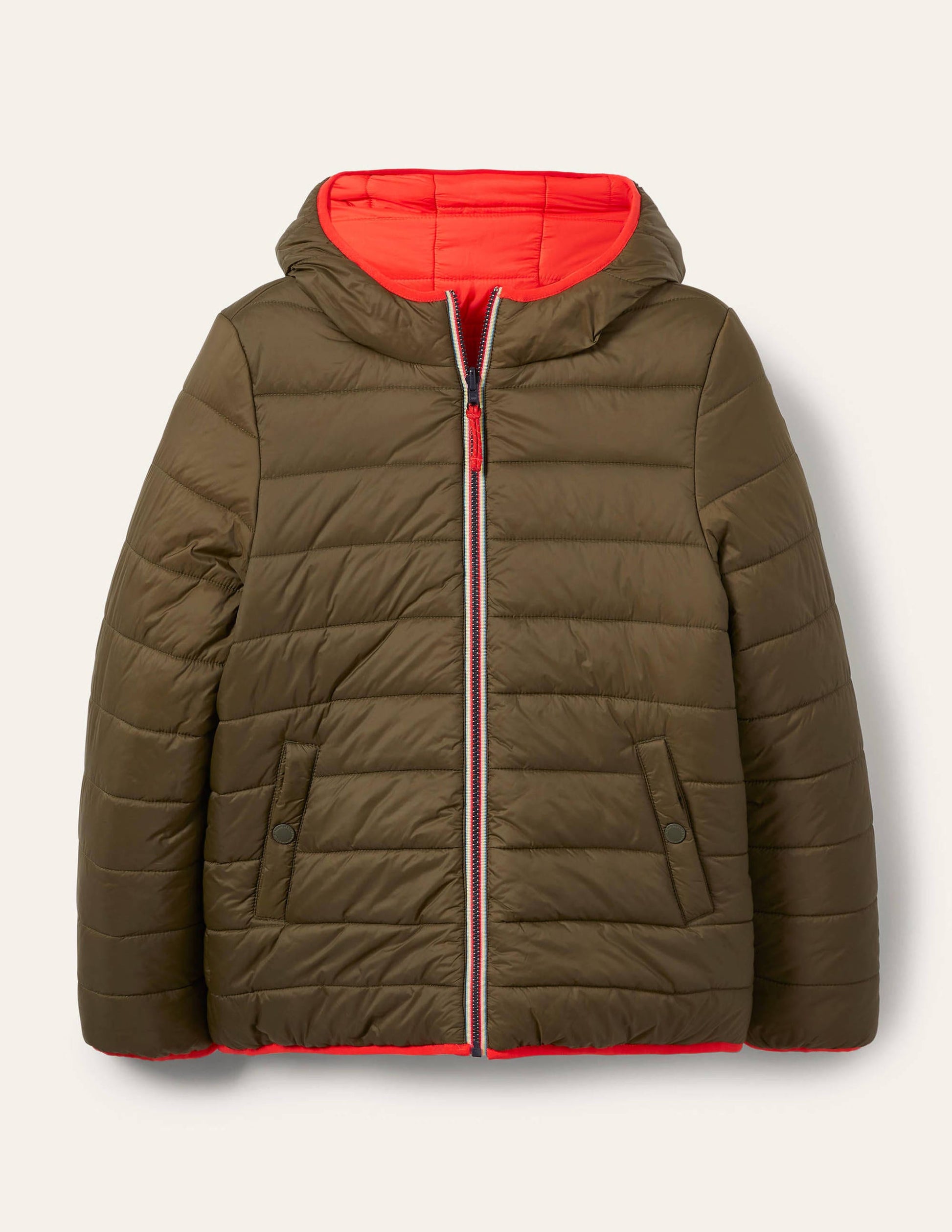 Wendbare Steppjacke-Khaki/Helles Kirschrot-6
