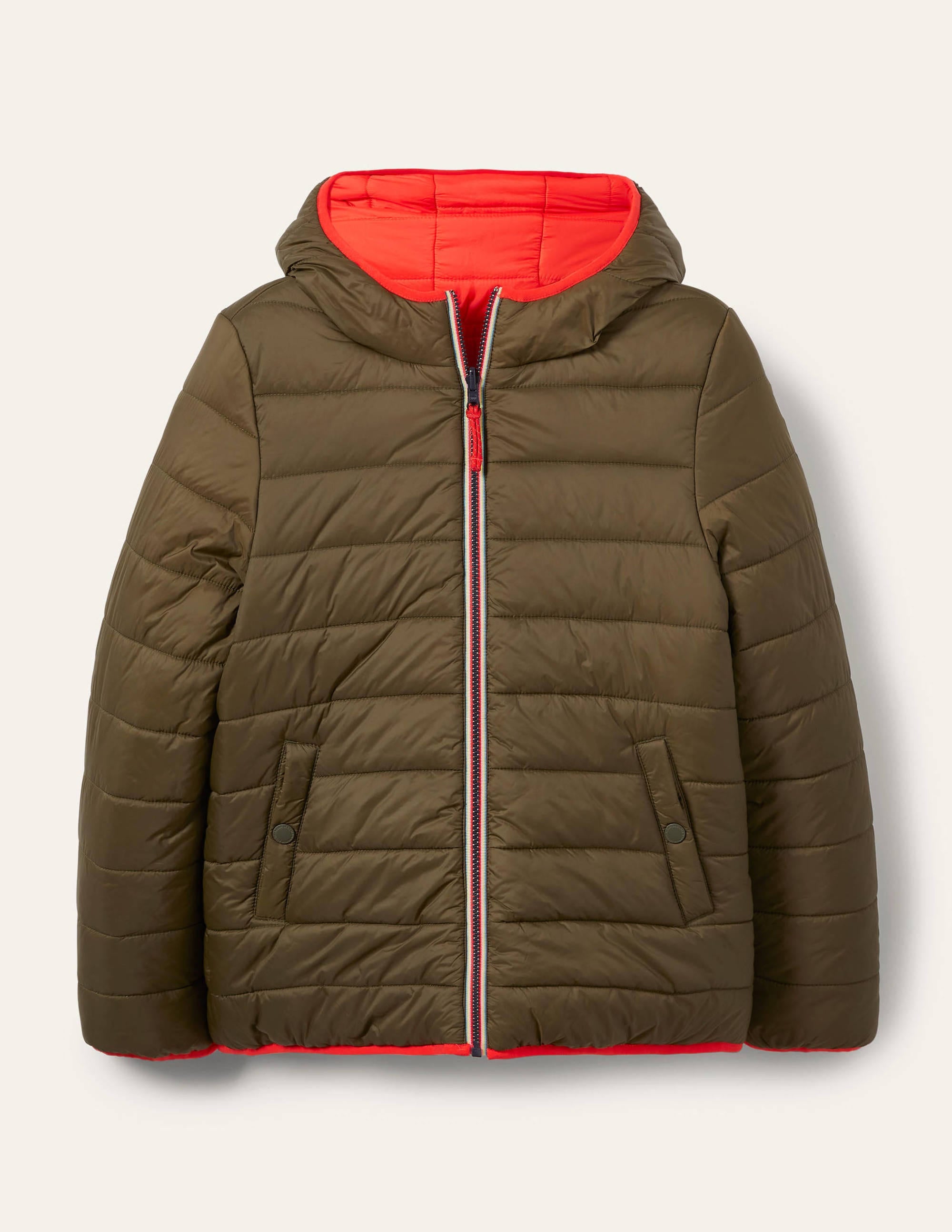 Wendbare Steppjacke-Khaki/Helles Kirschrot - Image 6