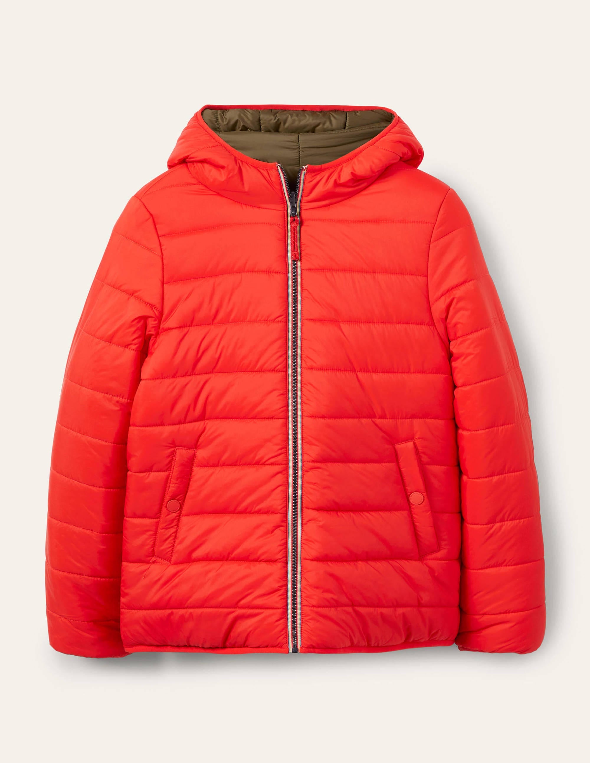 Wendbare Steppjacke-Khaki/Helles Kirschrot - Image 7