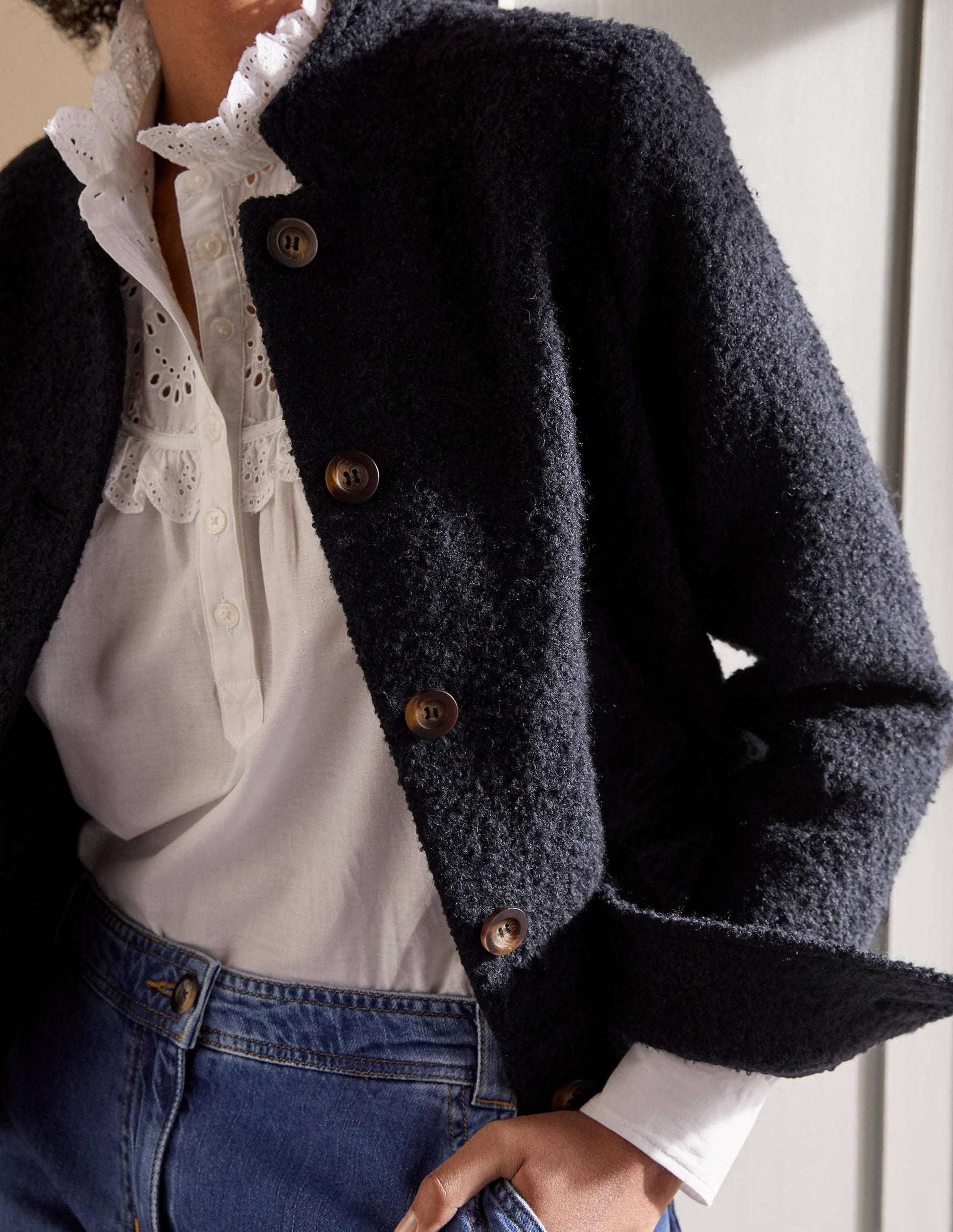 Textured Wool Jacket-Navy-1