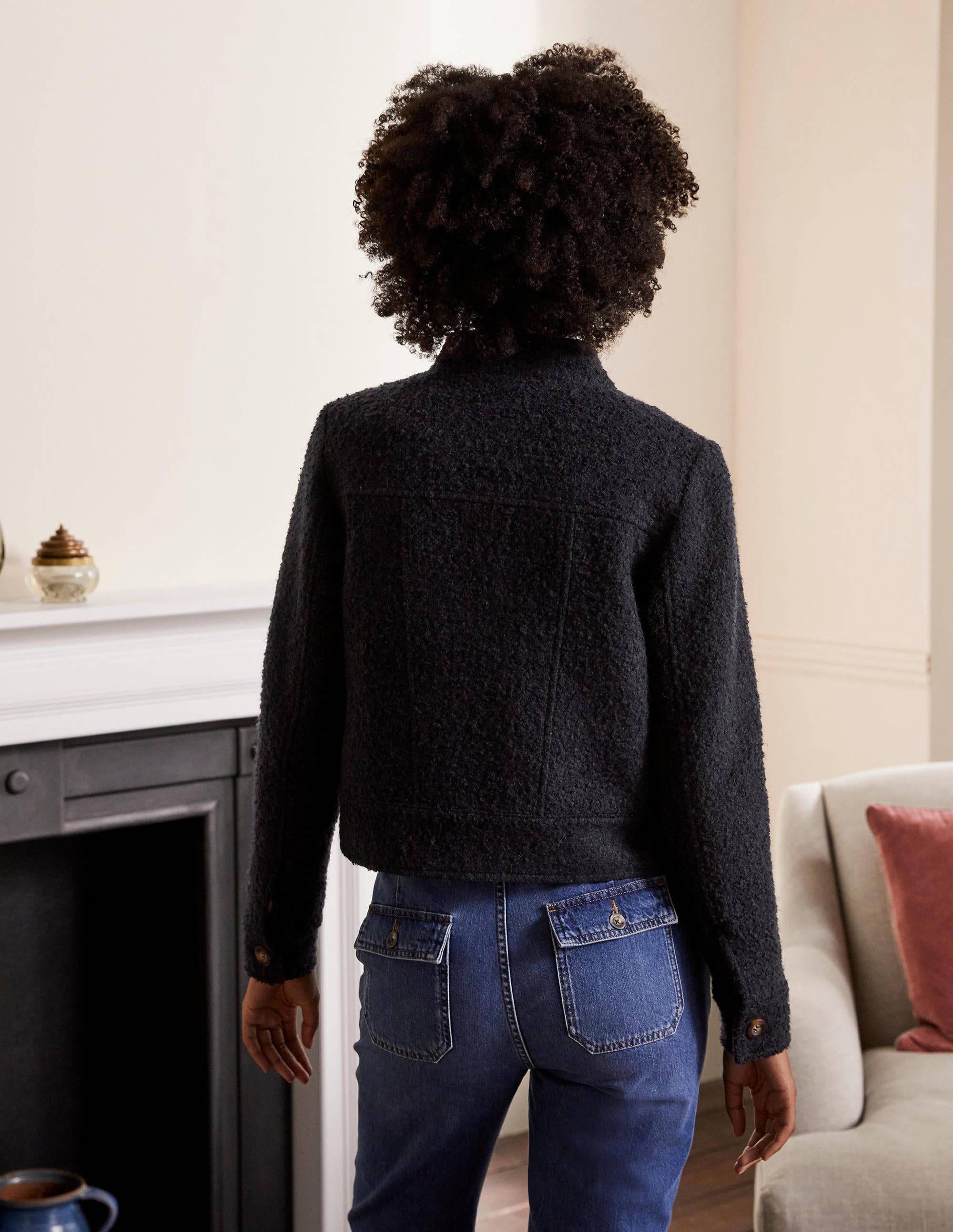 Textured Wool Jacket-Navy - Image 2