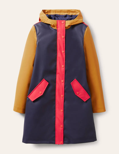 Morris Wasserdichter Regenmantel-Navy/Ockergelb, Blockfarben