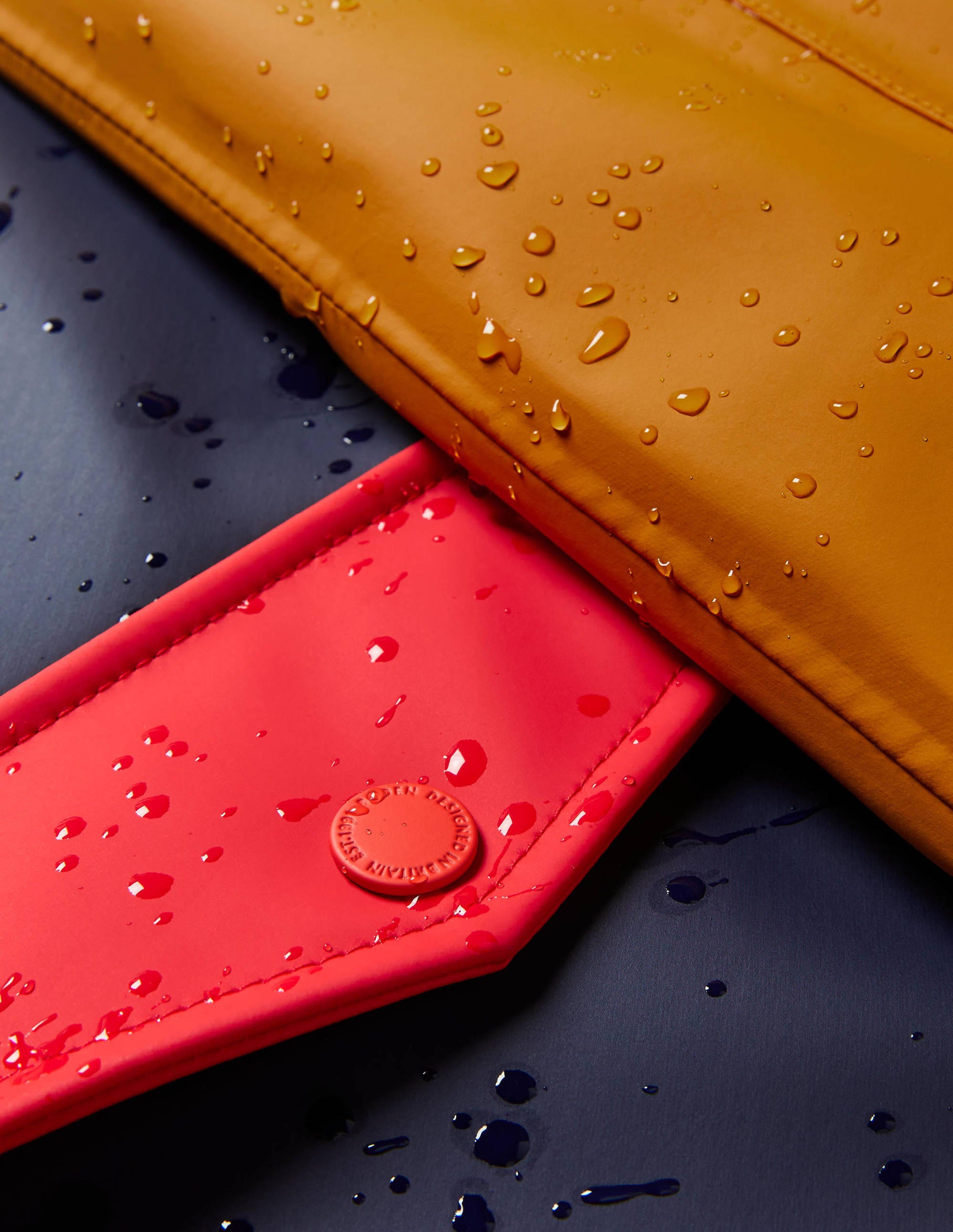 Morris Waterproof Mac-Navy and Ochre Colourblock - Image 7