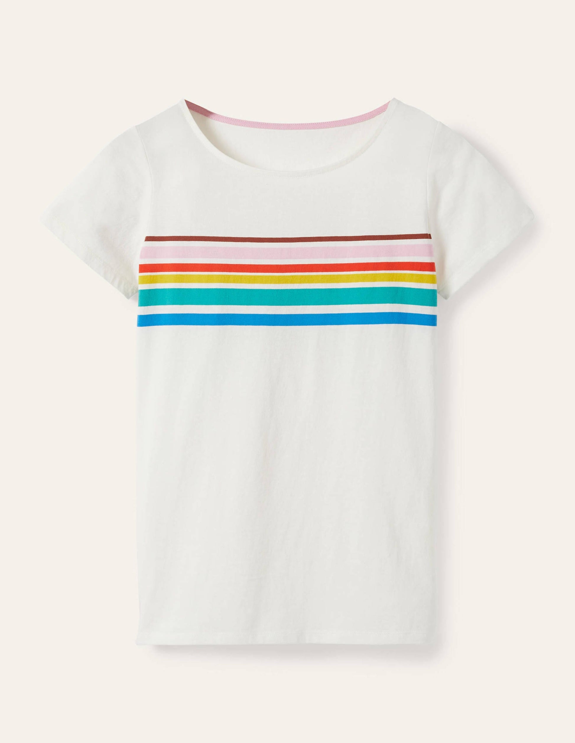 Kurzärmliges Bretonshirt-Regenbogen auf der Brust-5