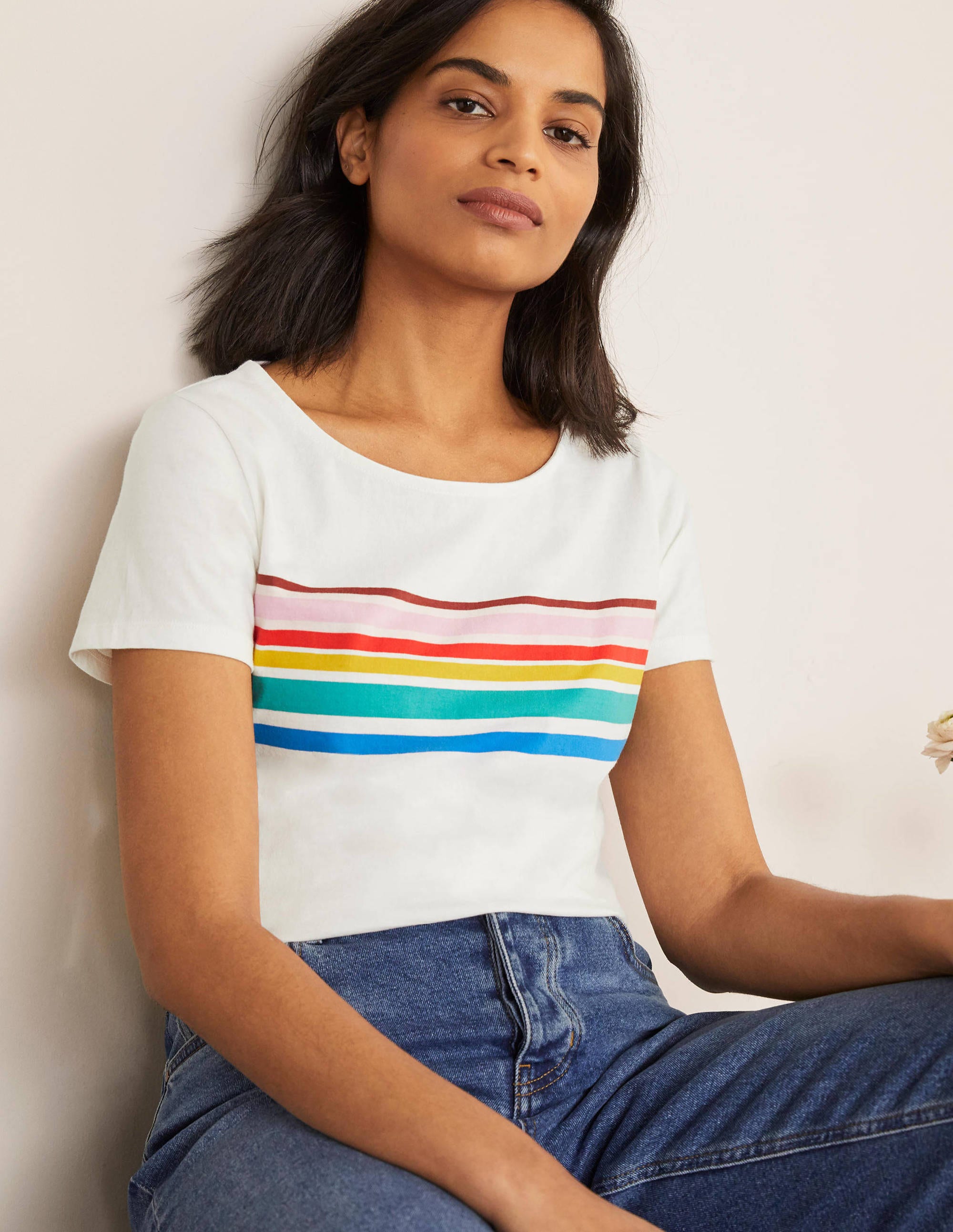 Kurzärmliges Bretonshirt-Regenbogen auf der Brust - Image 1
