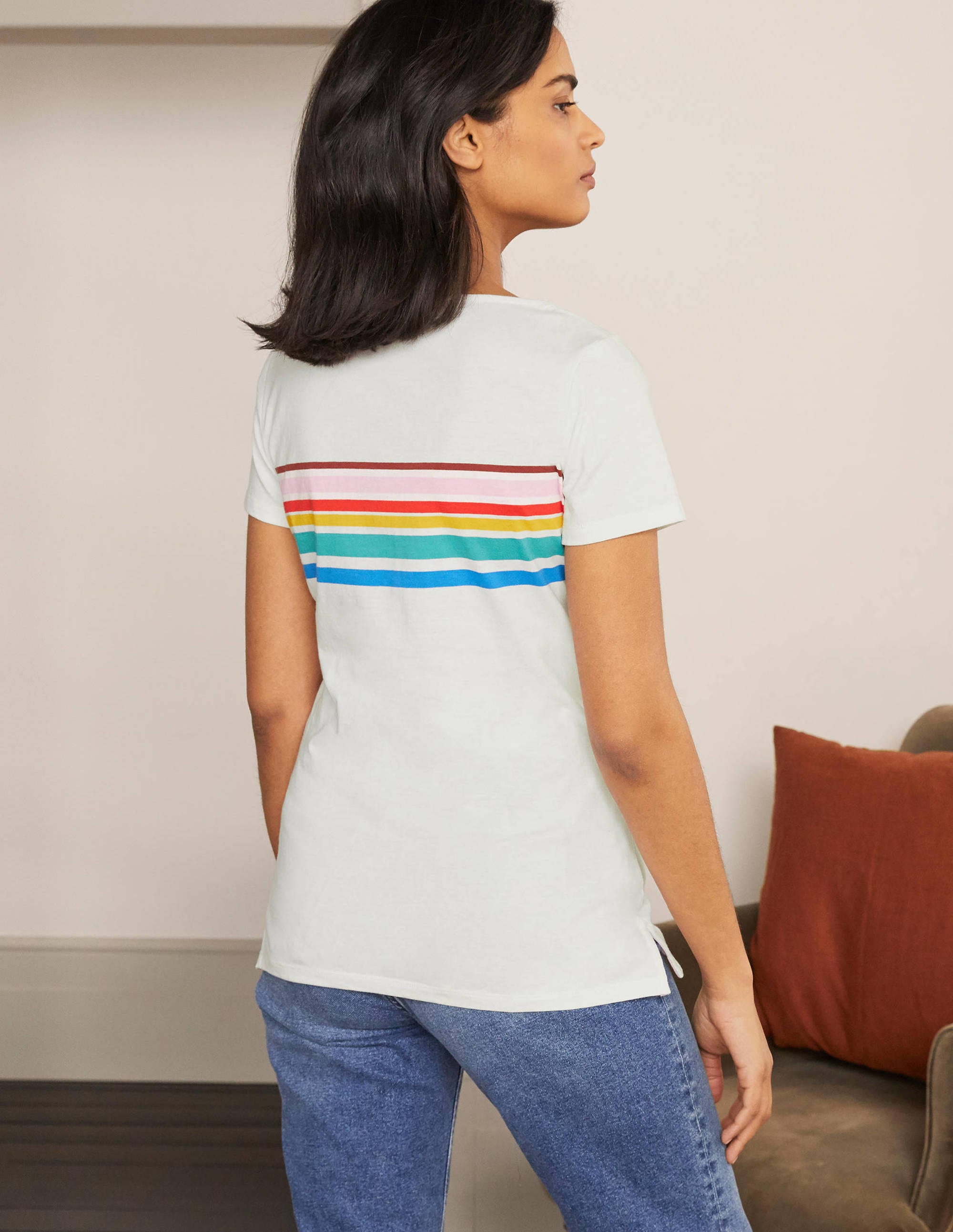 Kurzärmliges Bretonshirt-Regenbogen auf der Brust - Image 3