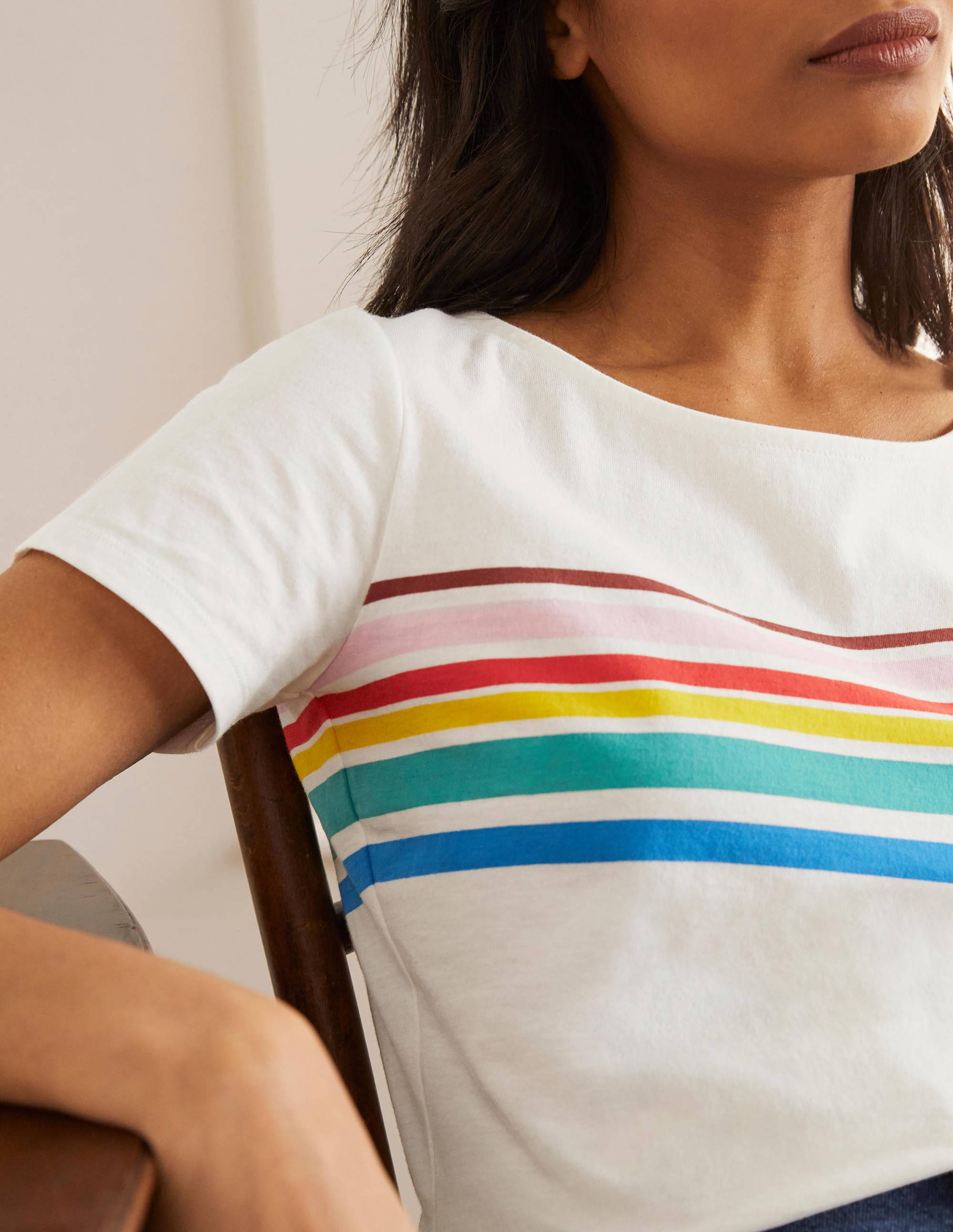Kurzärmliges Bretonshirt-Regenbogen auf der Brust - Image 4