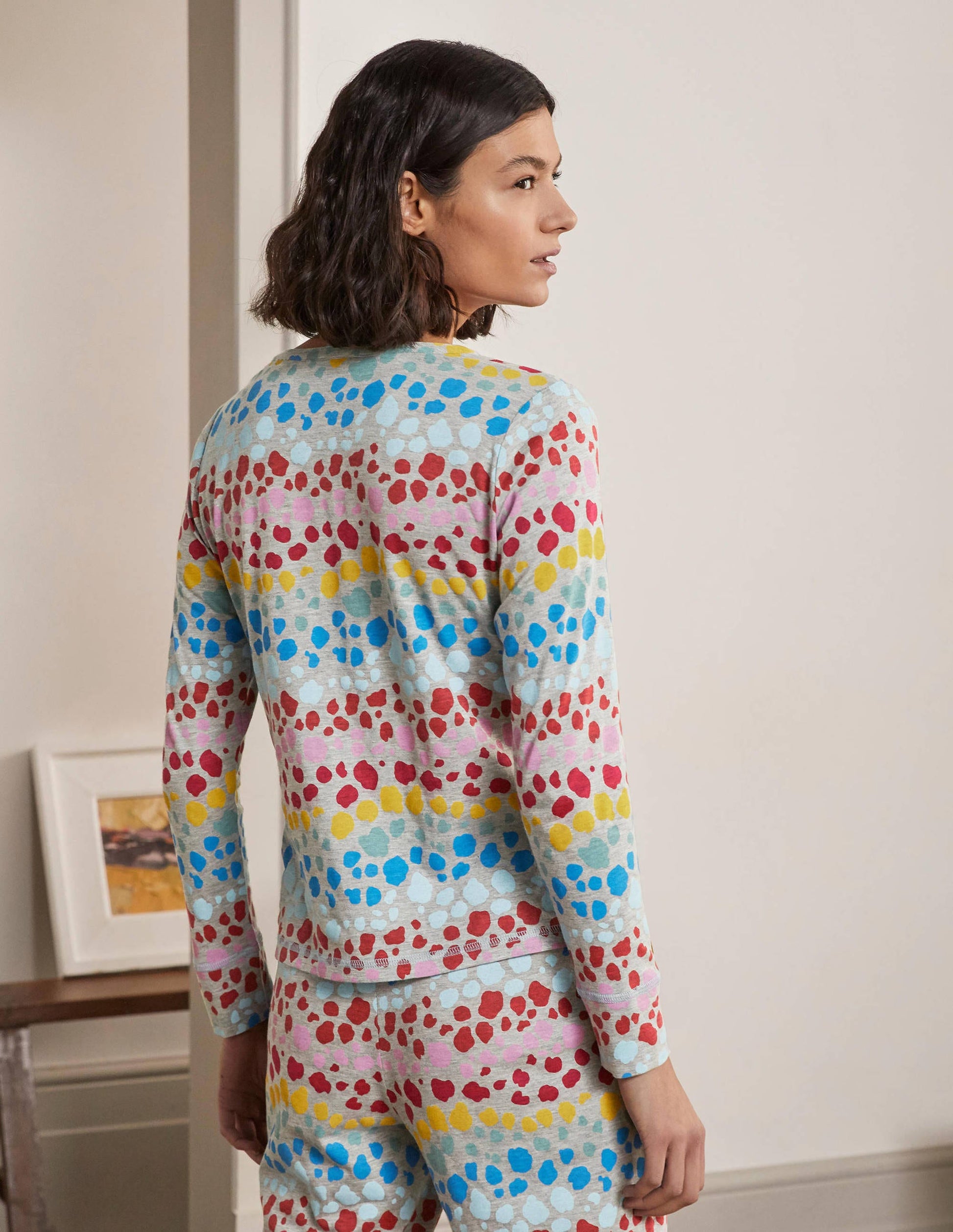 Alba Jersey-Schlafanzugoberteil-Bunt, Regenbogenfarbenes Leopardenmuster-3