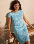Florrie Jersey Dress-Dawn Blue, Bird Tile