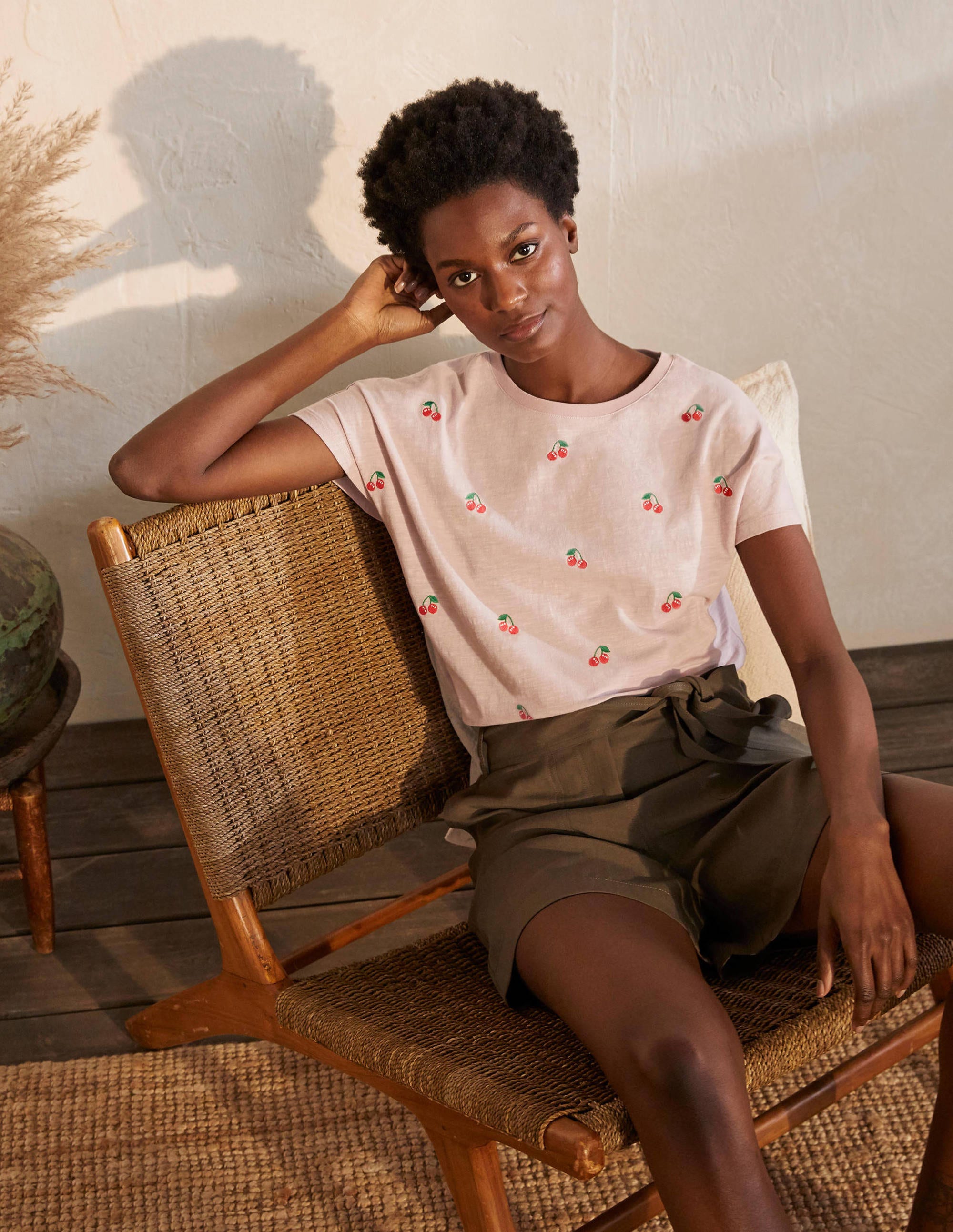 T-shirt Lena brodé en jersey-Milkshake, cerises - Image 2