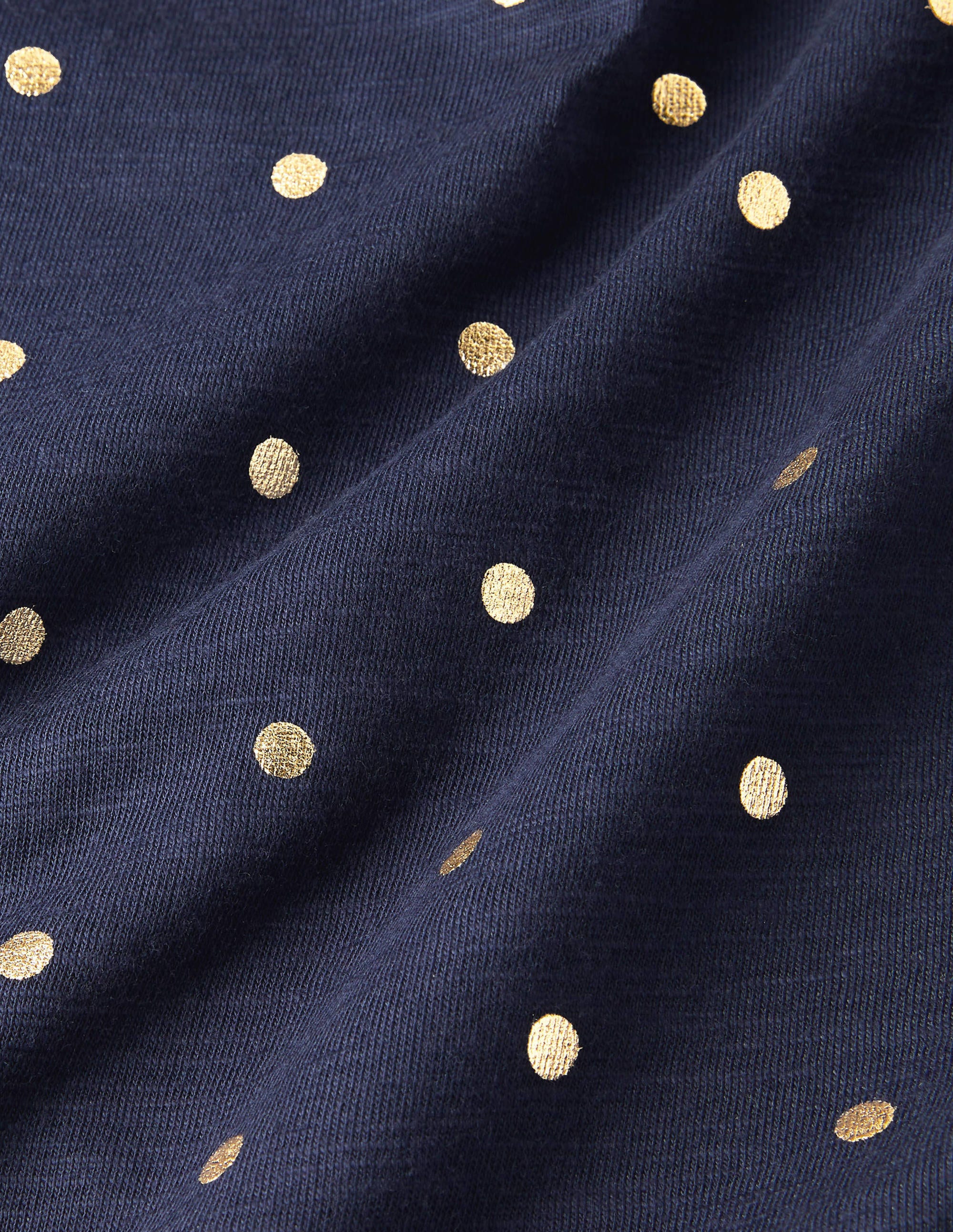 Robe Romaine en jersey à volants-Bleu marine et doré, pois - Image 5