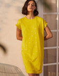 Faye Jersey T-shirt Dress-Daffodil, Rainforest Stamp