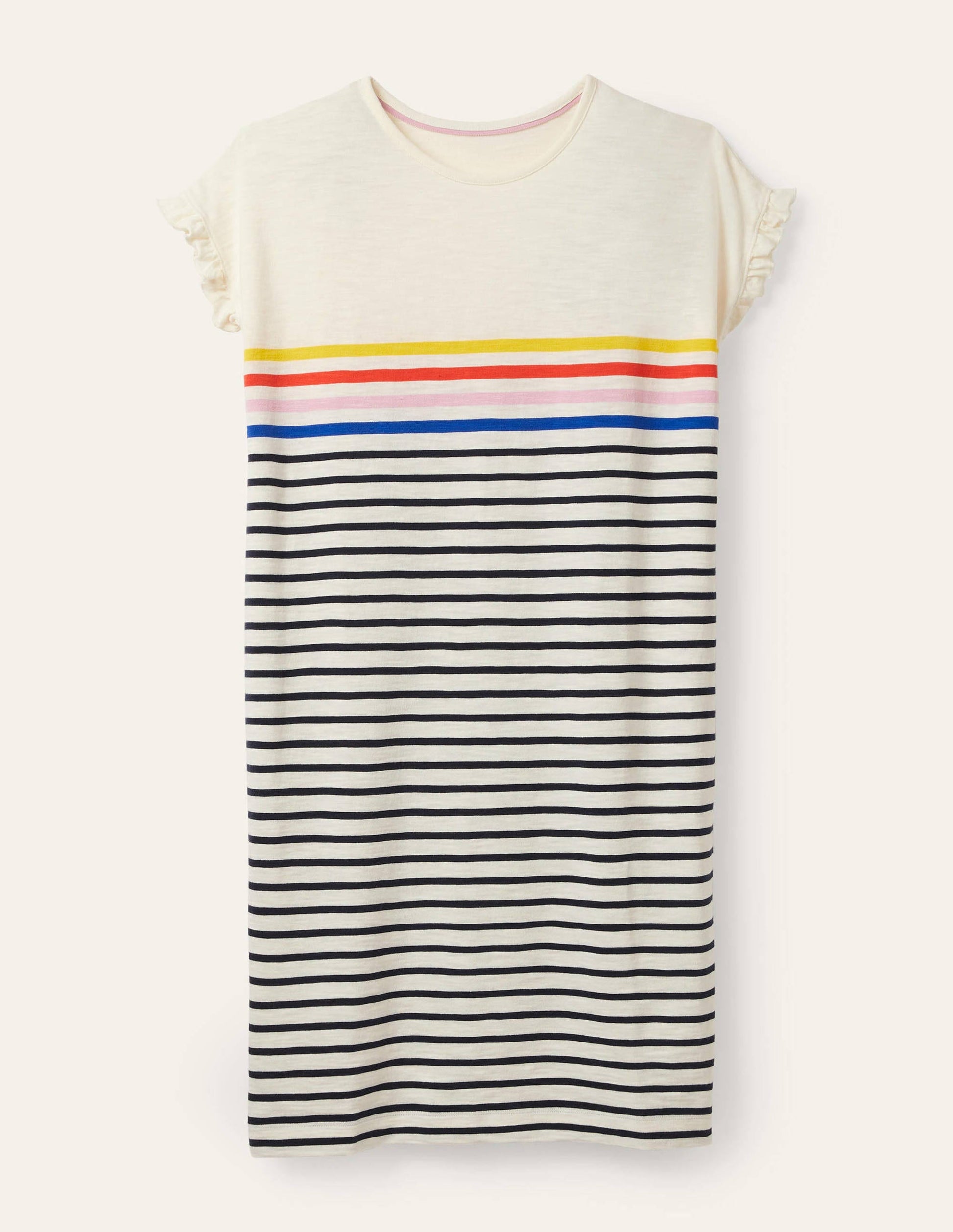 Faye T-Shirt-Kleid aus Jersey-Naturweiß/Bunt, Gestreift-5