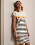 Faye T-Shirt-Kleid aus Jersey-Naturweiß/Bunt, Gestreift