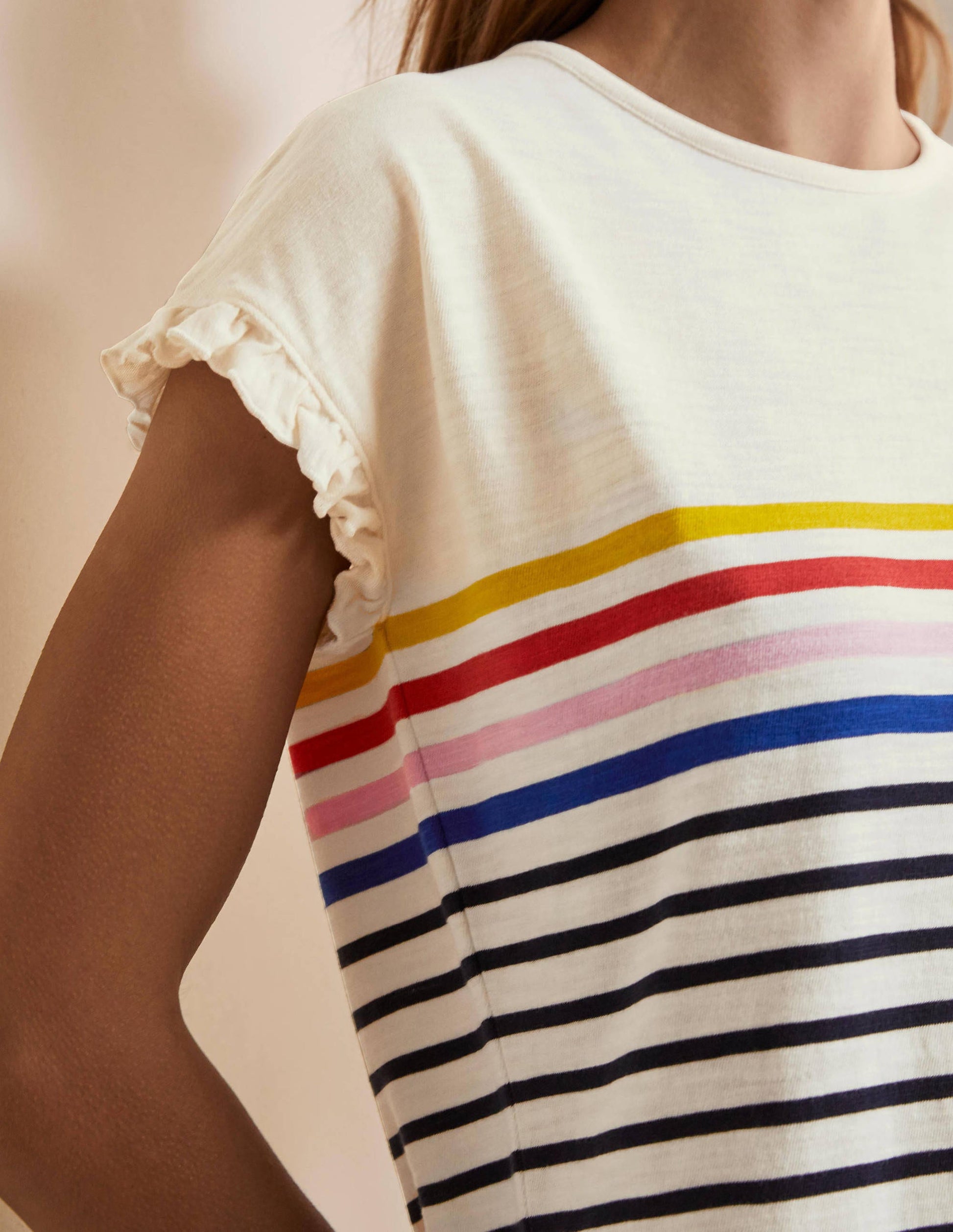 Faye T-Shirt-Kleid aus Jersey-Naturweiß/Bunt, Gestreift-4