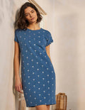 Robe T-shirt Faye en jersey-Bleu avion, motif Rainforest Stamp