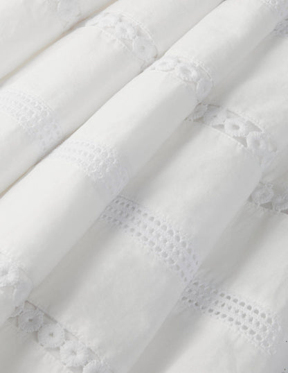 Midi-Webkleid aus Jersey mit Zierborten-Weiß