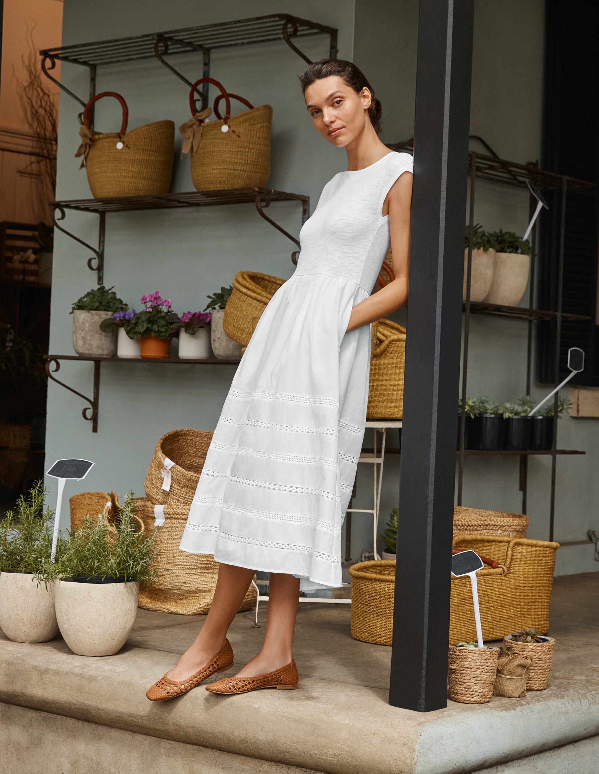 Robe tissée et ornementée-Blanc - Image 7