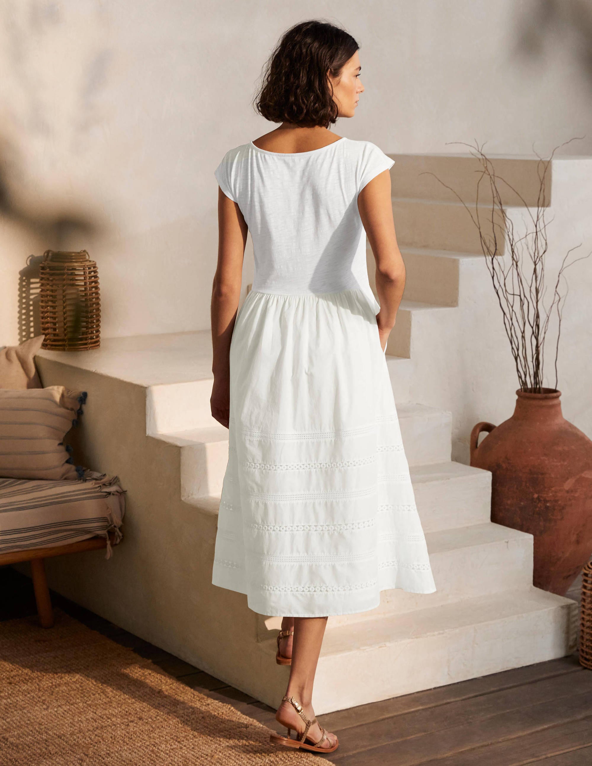 Robe tissée et ornementée-Blanc - Image 3
