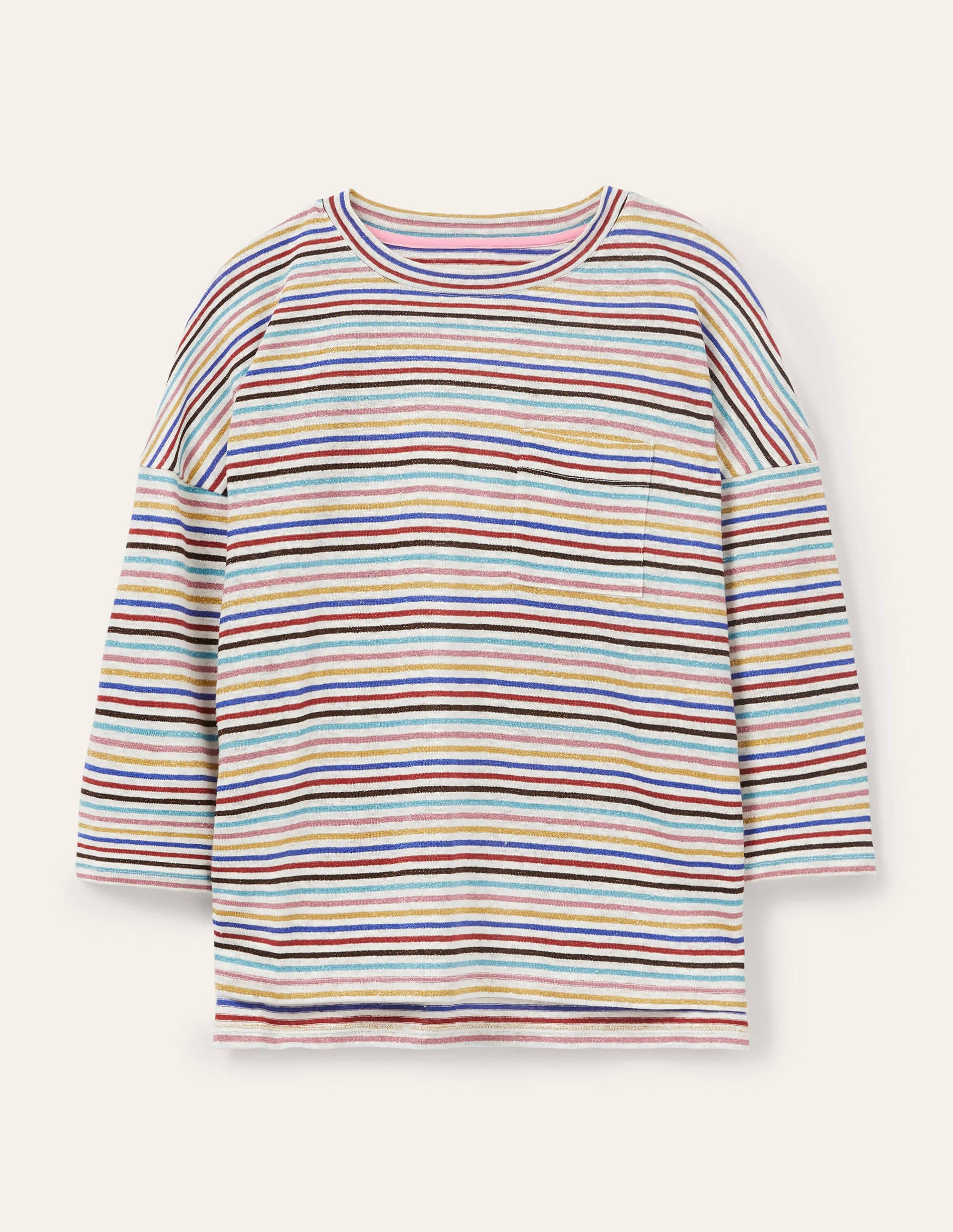 Ottilie Oberteil aus Leinenjersey-Bunt/Metallic, Regenbogenfarbene Streifen - Image 6