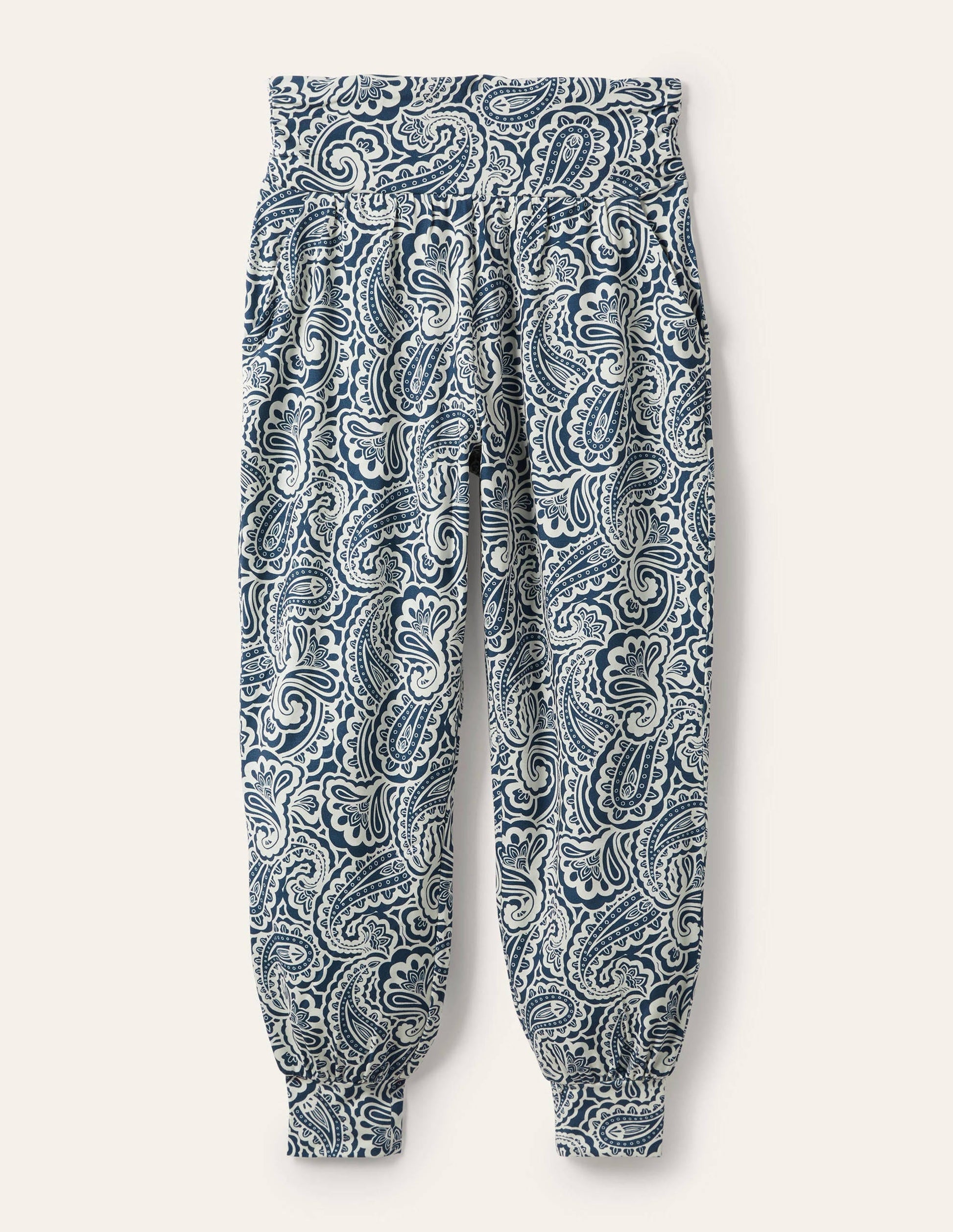 Hareem Jersey-Jogginghose-Dunkles Petrolblau, Sommerliches Paisleymuster-5