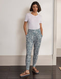 Hareem Jersey-Jogginghose-Dunkles Petrolblau, Sommerliches Paisleymuster