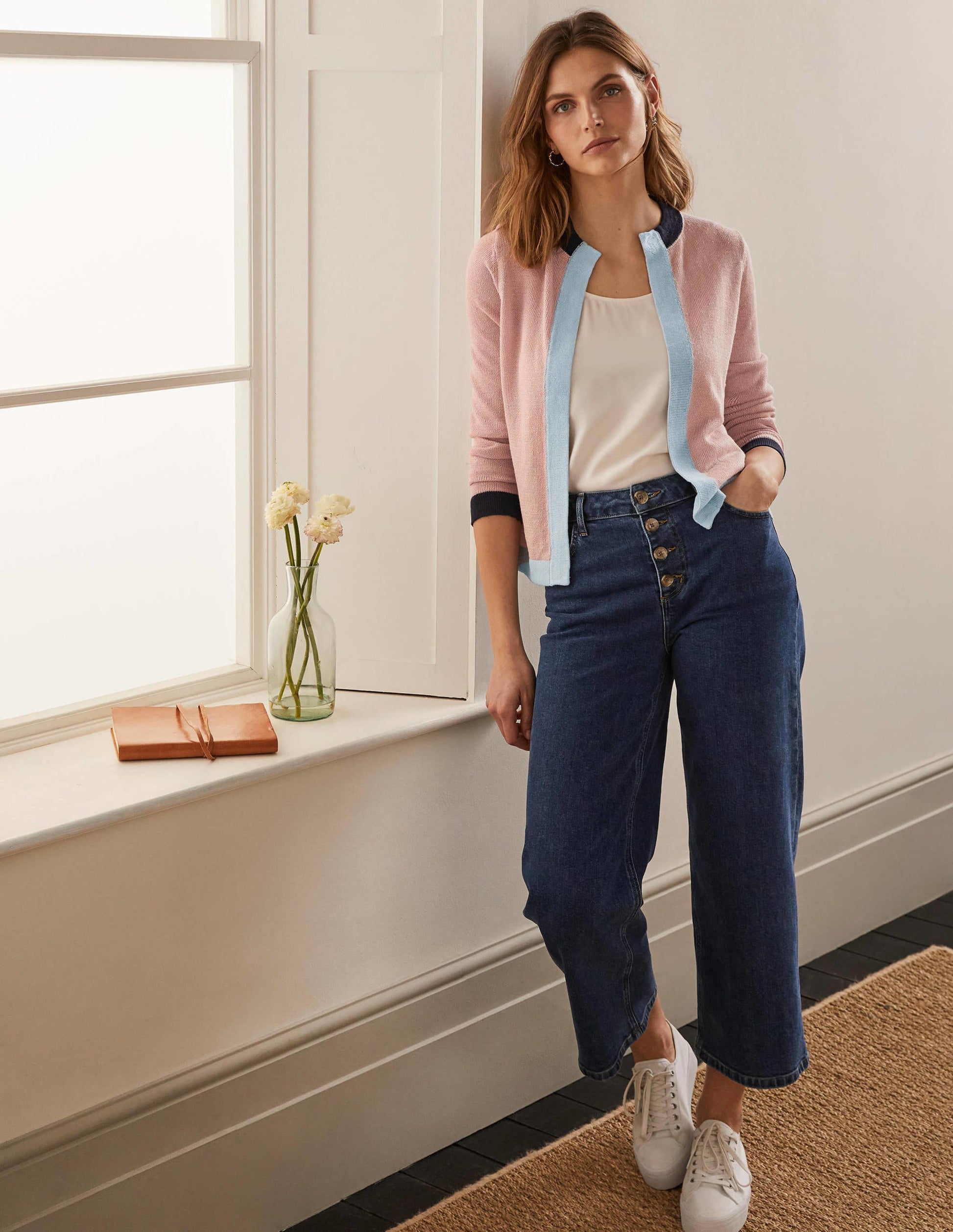 Gilet Dalton en lin-Colourblock milkshake-2
