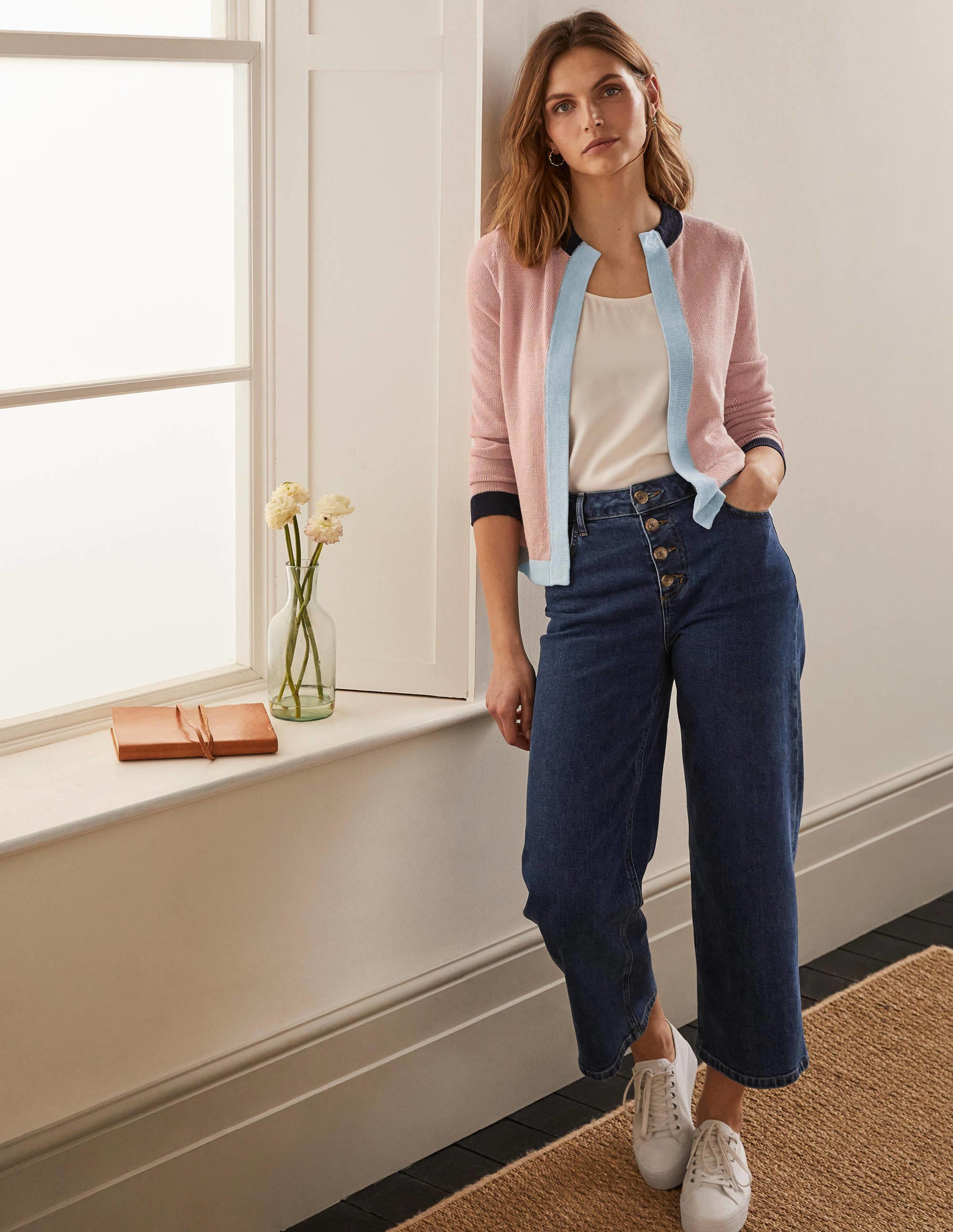 Gilet Dalton en lin-Colourblock milkshake - Image 2