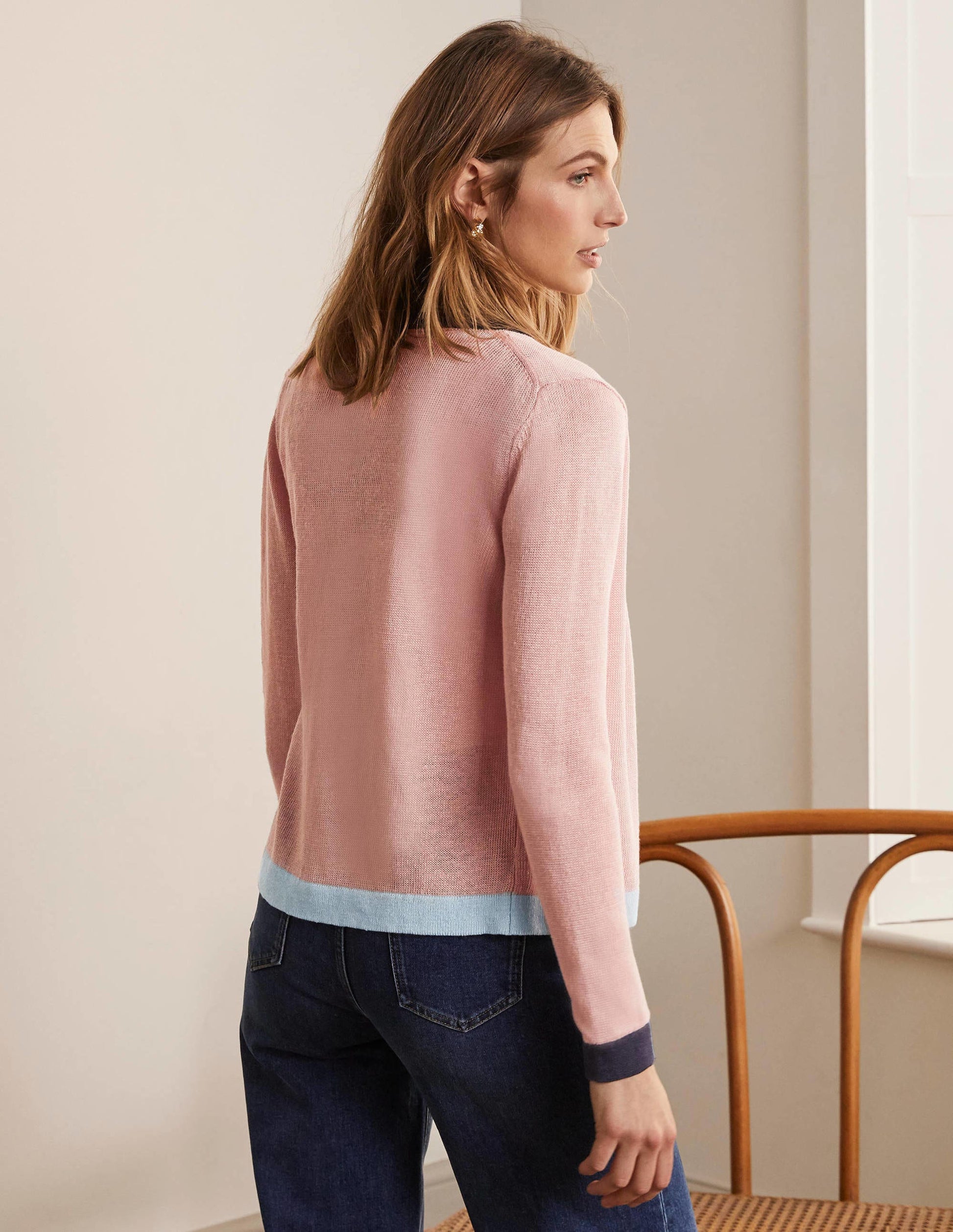 Gilet Dalton en lin-Colourblock milkshake-3
