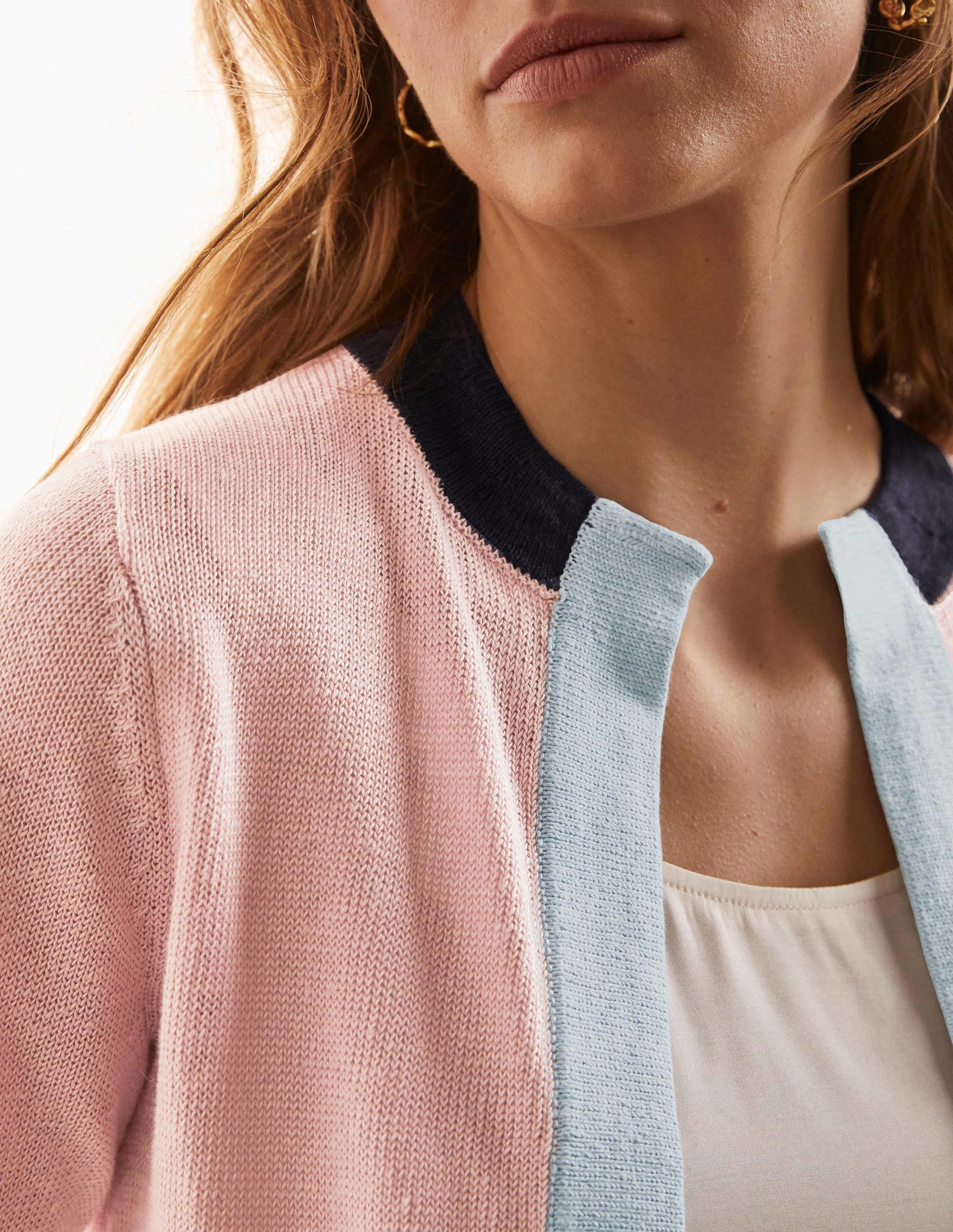 Gilet Dalton en lin-Colourblock milkshake-4