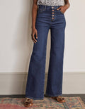 Button Fly Relaxed Flares-Mid Vintage