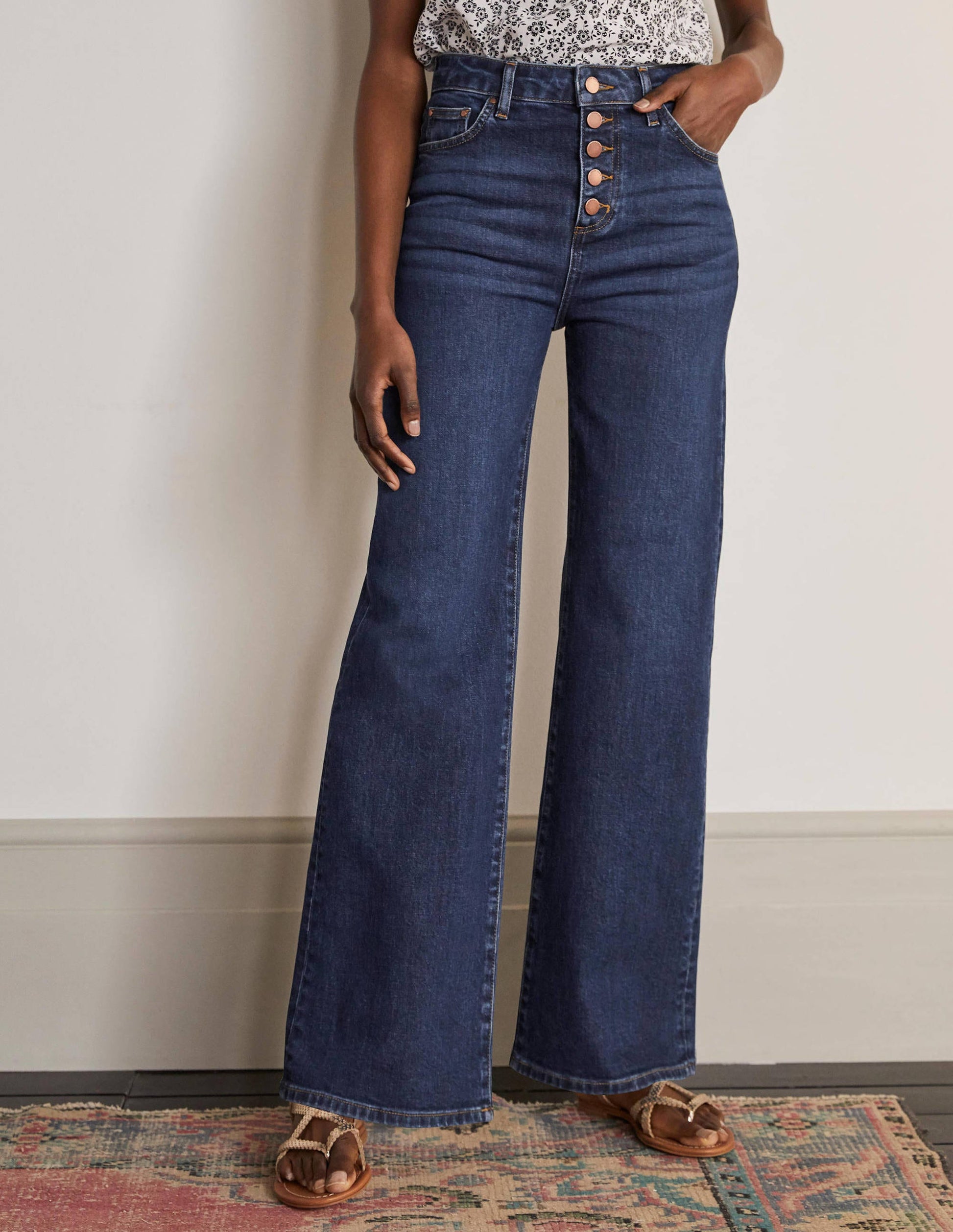 Button Fly Relaxed Flares-Mid Vintage-1