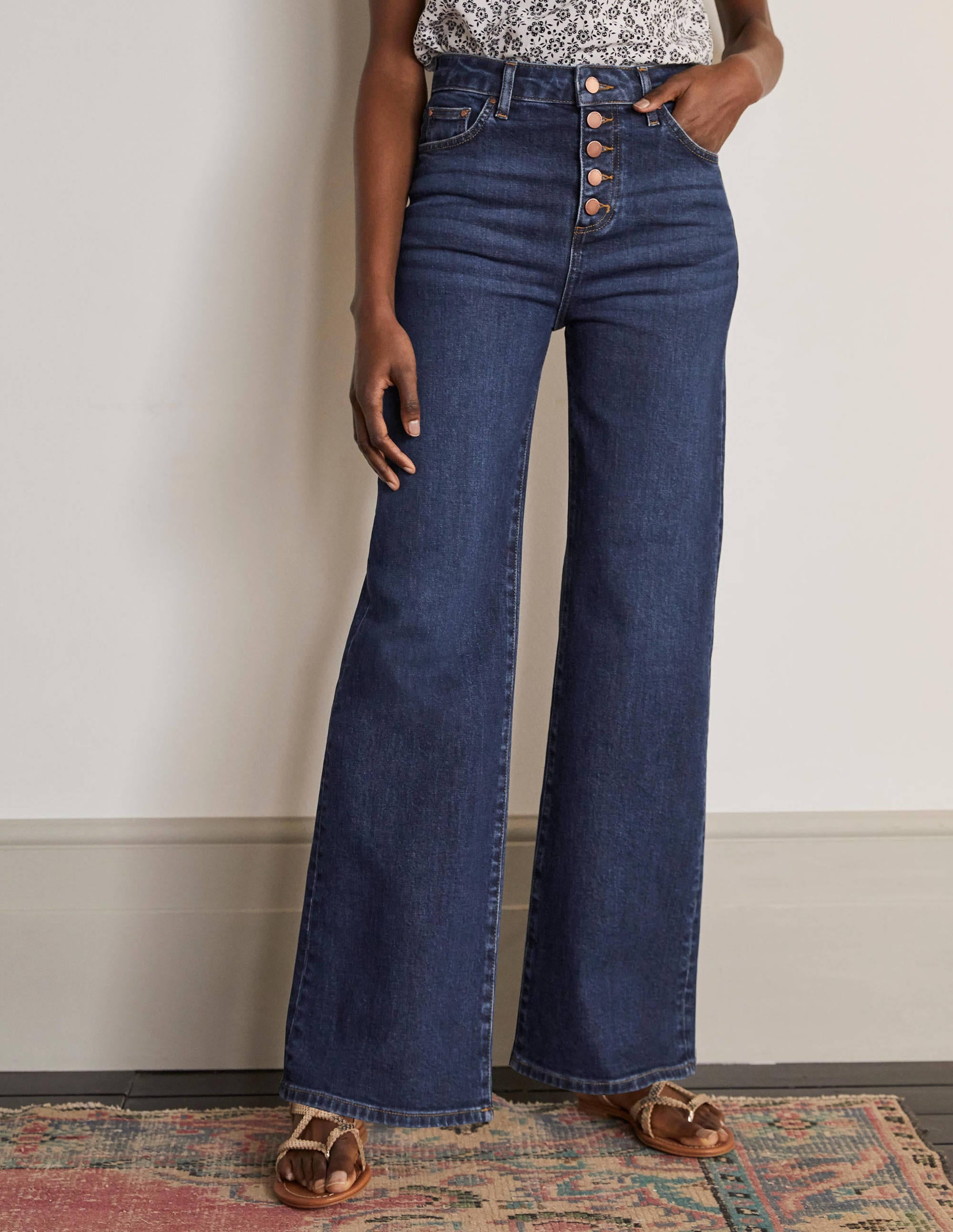 Button Fly Relaxed Flares-Mid Vintage - Image 1