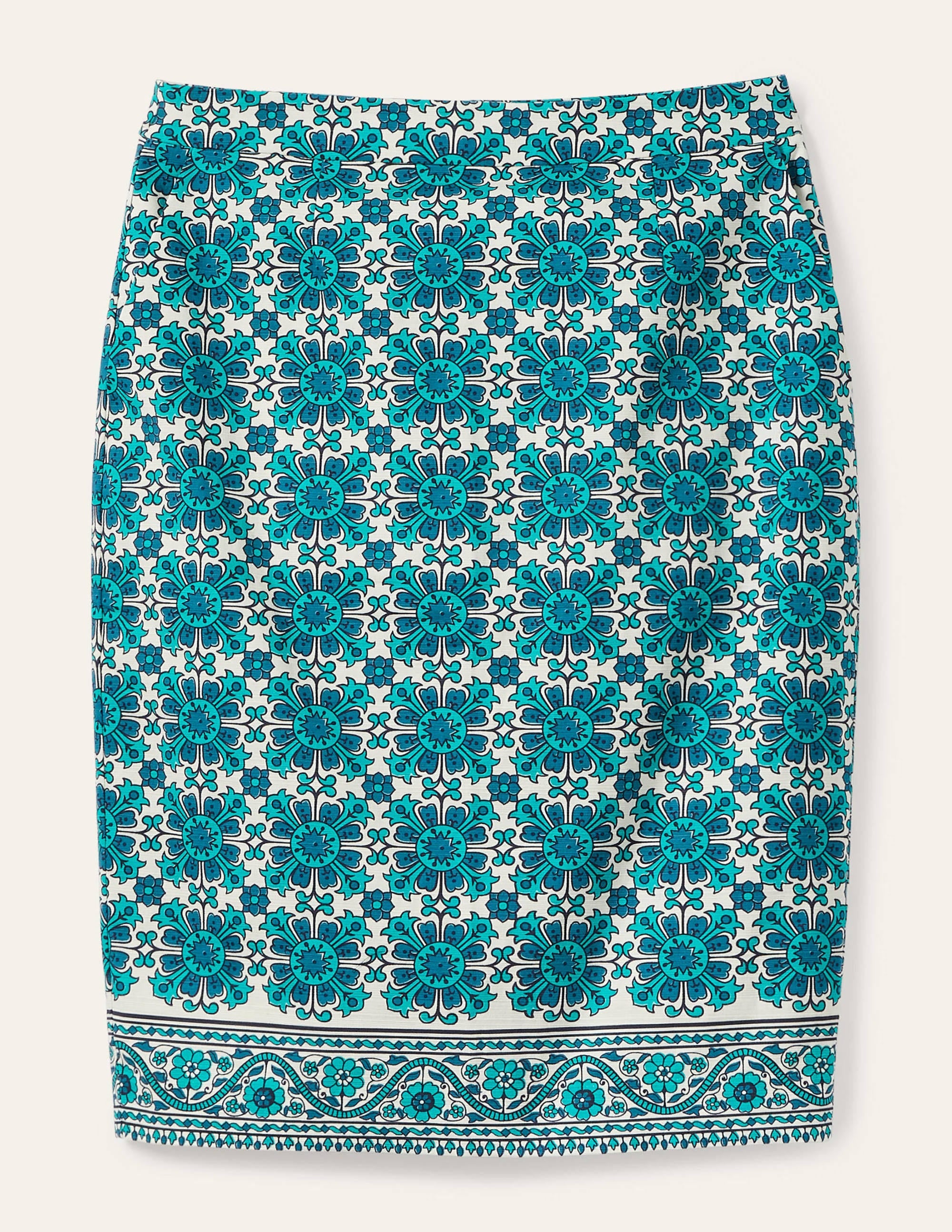 Gabriella Pencil Skirt-Ivory and Indian Ocean - Image 6