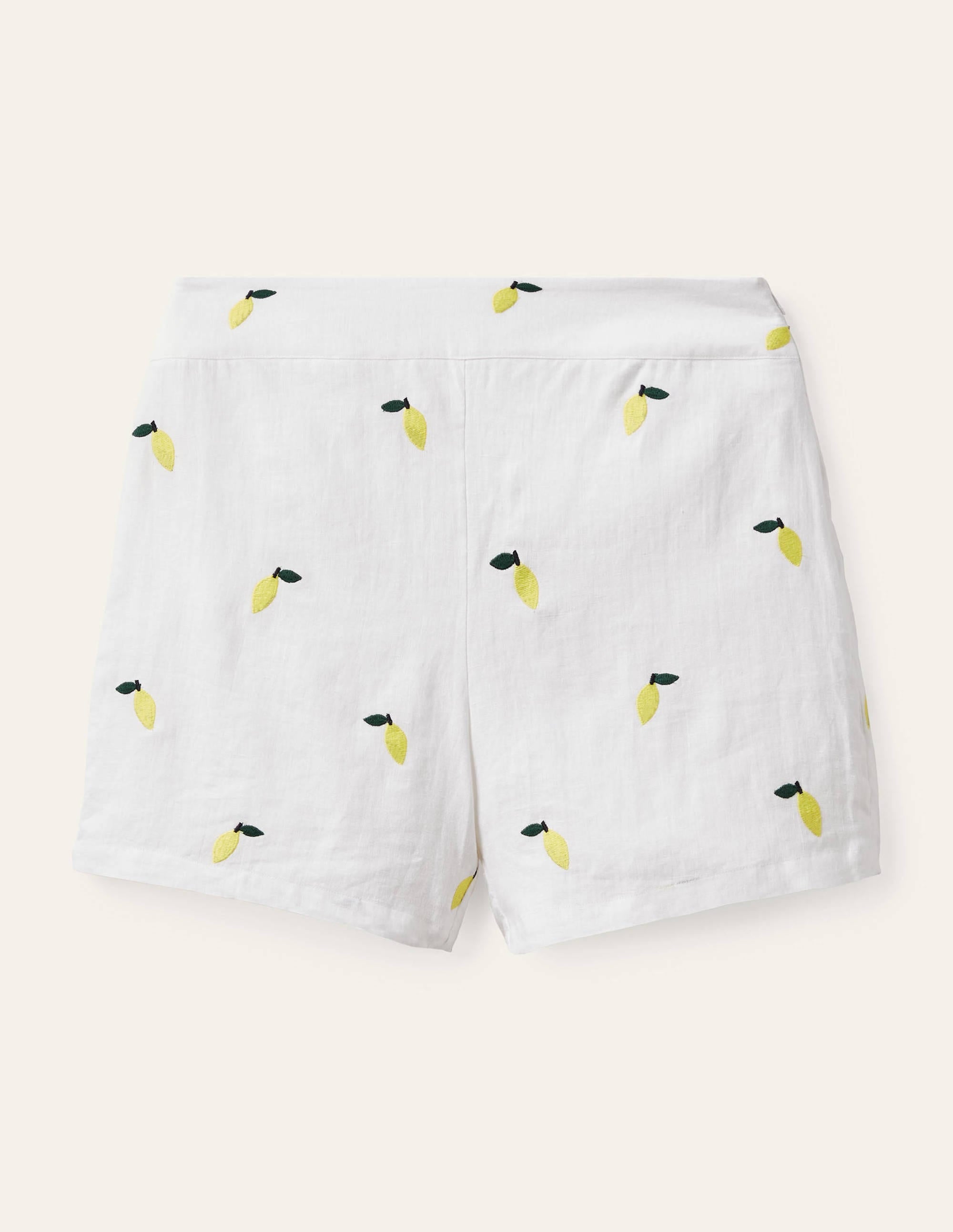 Hornsea Leinenshorts-Weiß, Zitronen - Image 6
