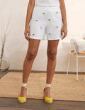 Hornsea Leinenshorts-Weiß, Zitronen