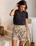 Pull On Shorts-Ivory, Summer Paisley